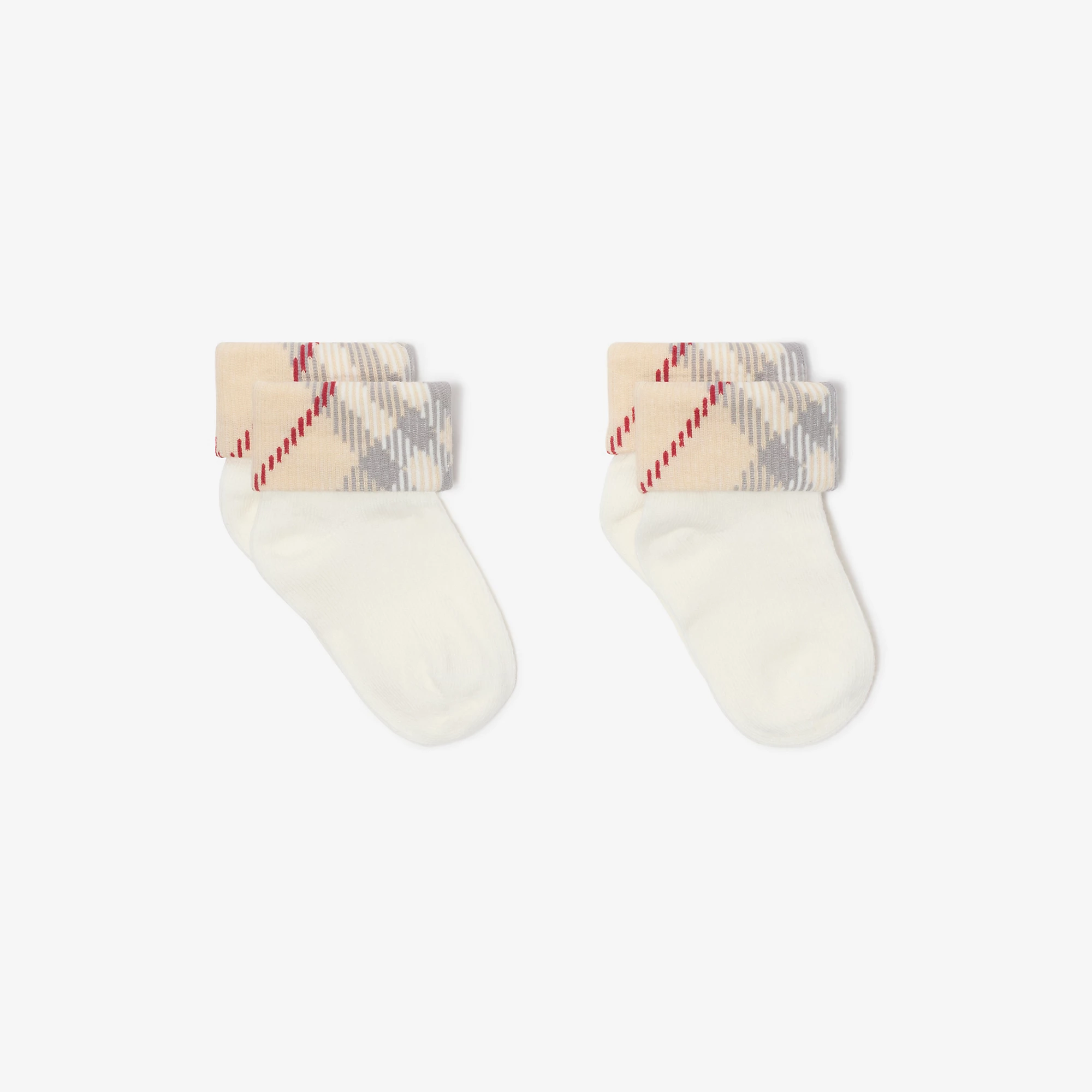Check Trim Cotton Blend Socks