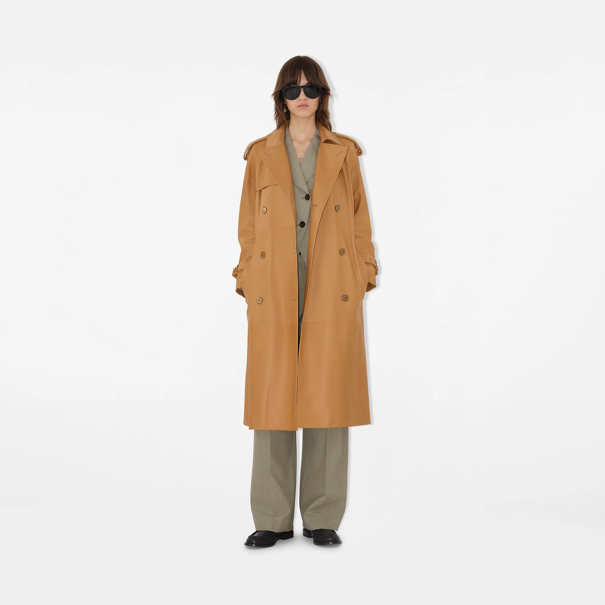 Long Leather Castleford Trench Coat