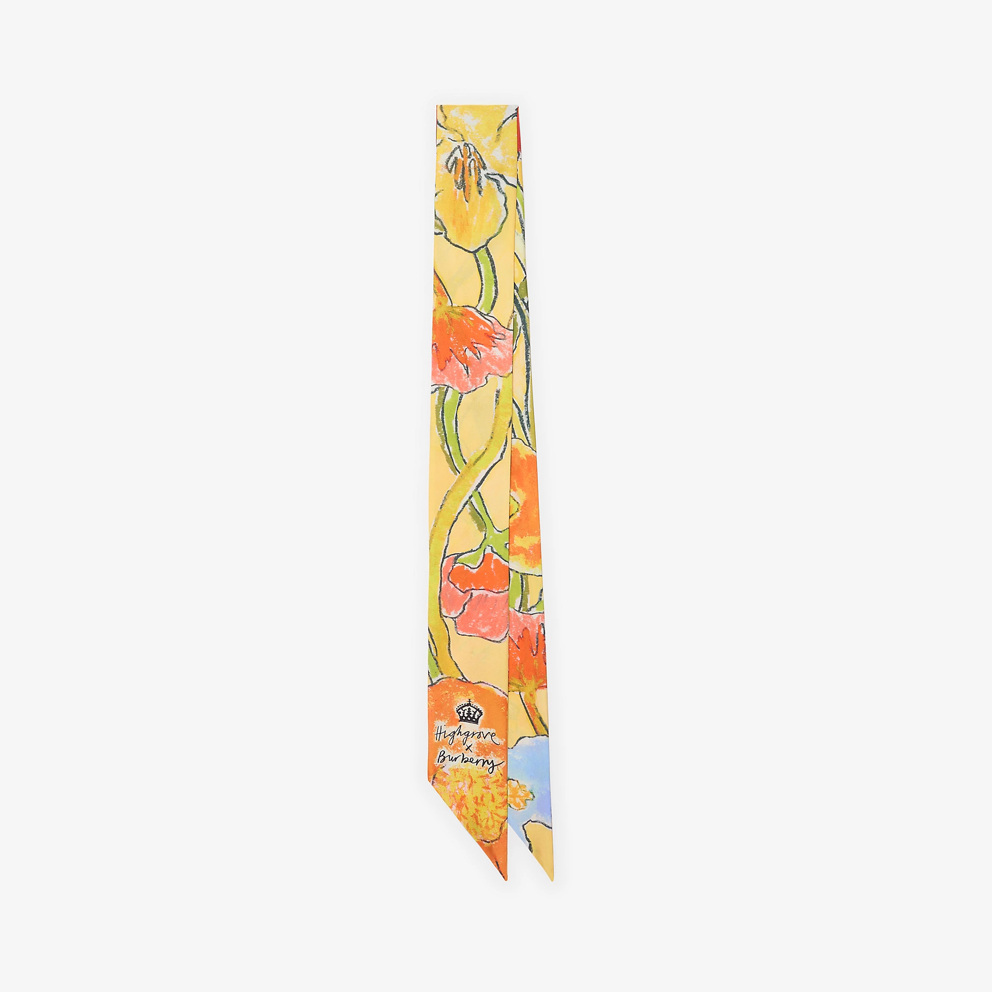 Skinny Highgrove Cascading Flowers Silk Scarf