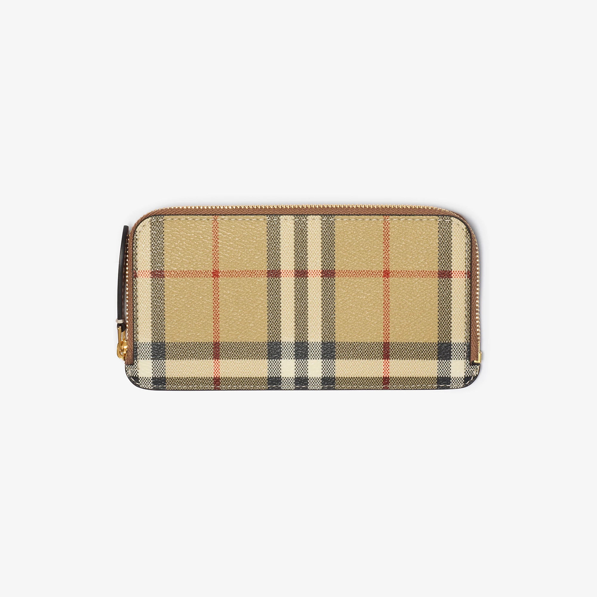 Large Check Zip Card Case