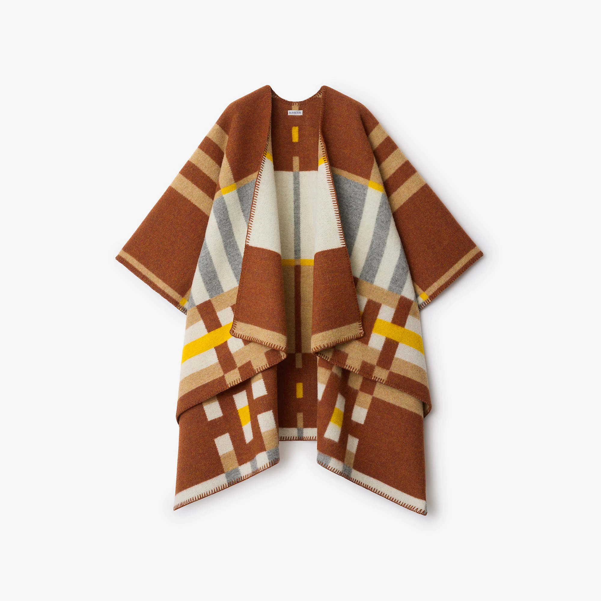 Colour Block Checkâ Wool Cape