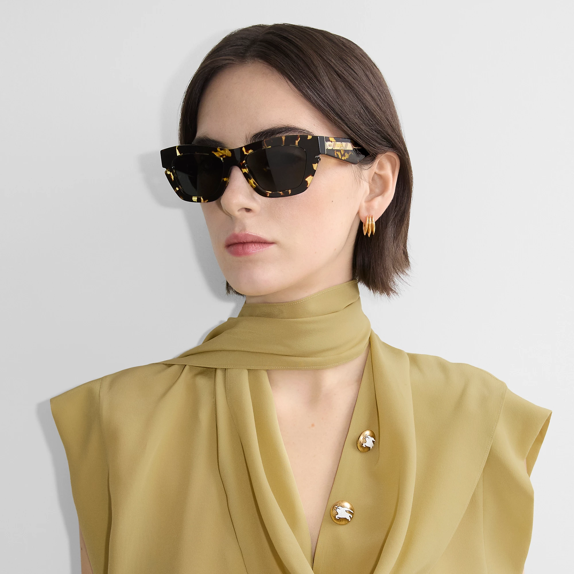Inlaid Check Cat-eye Sunglassesâ