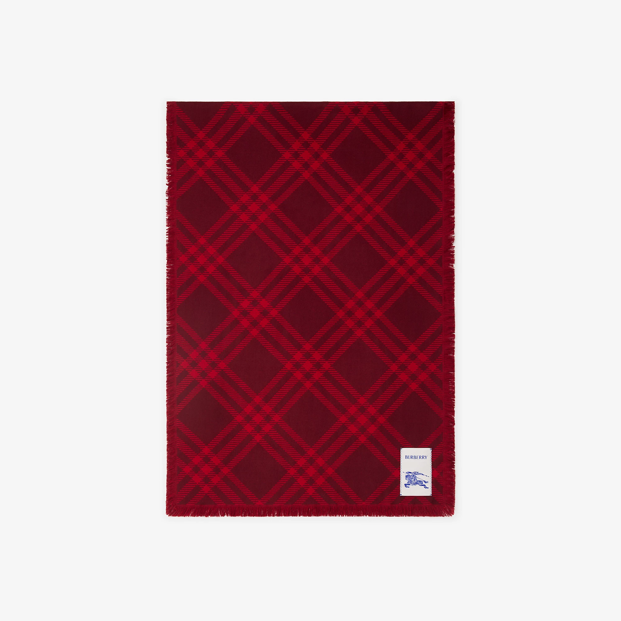 Wide Check Wool Silk Scarf