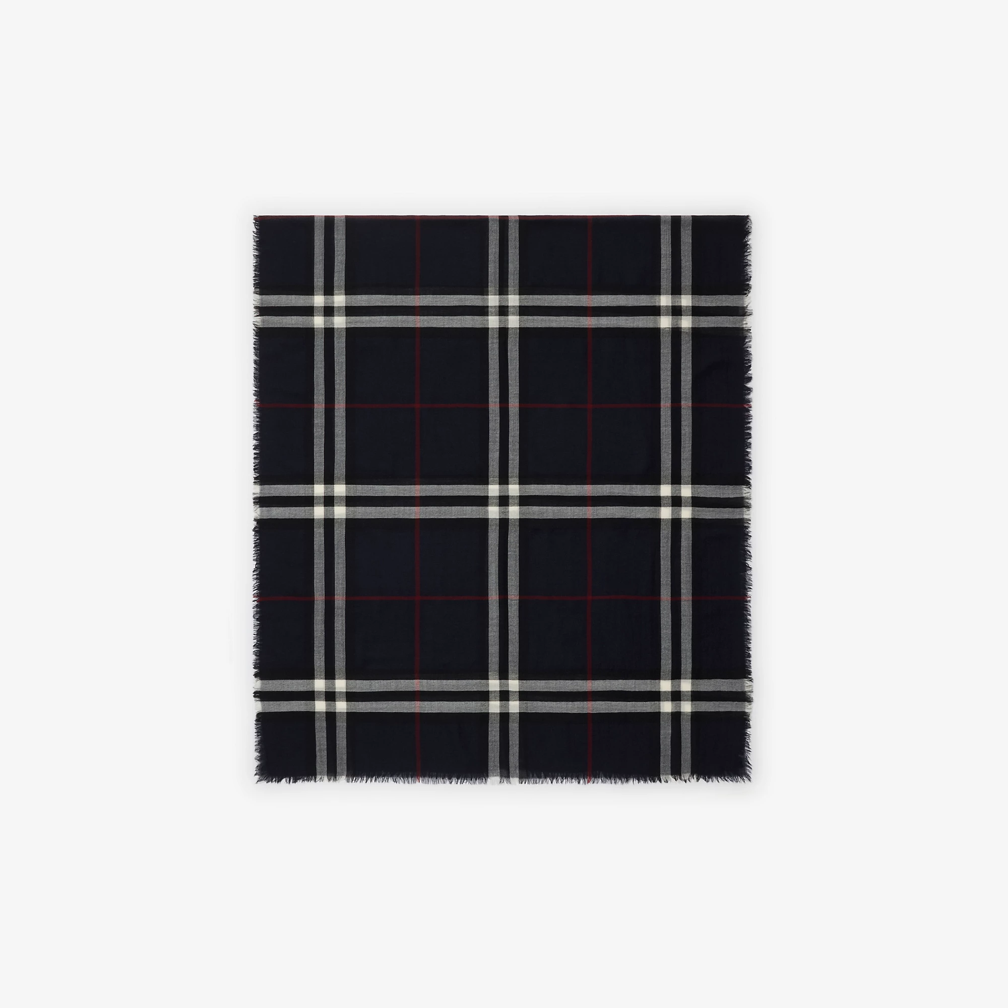 Wide Check Wool Scarf