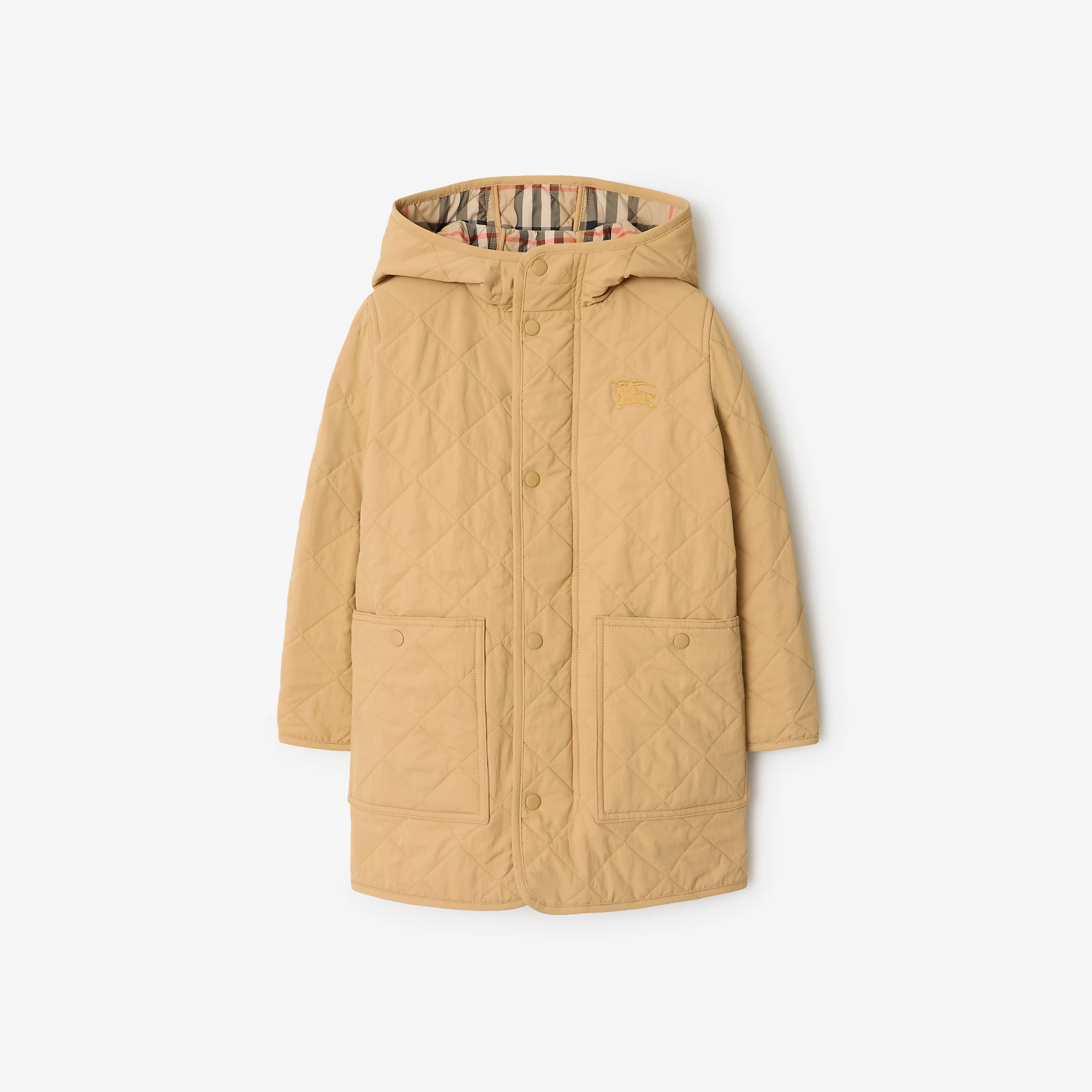 Quilted Nylon Hooded Coat