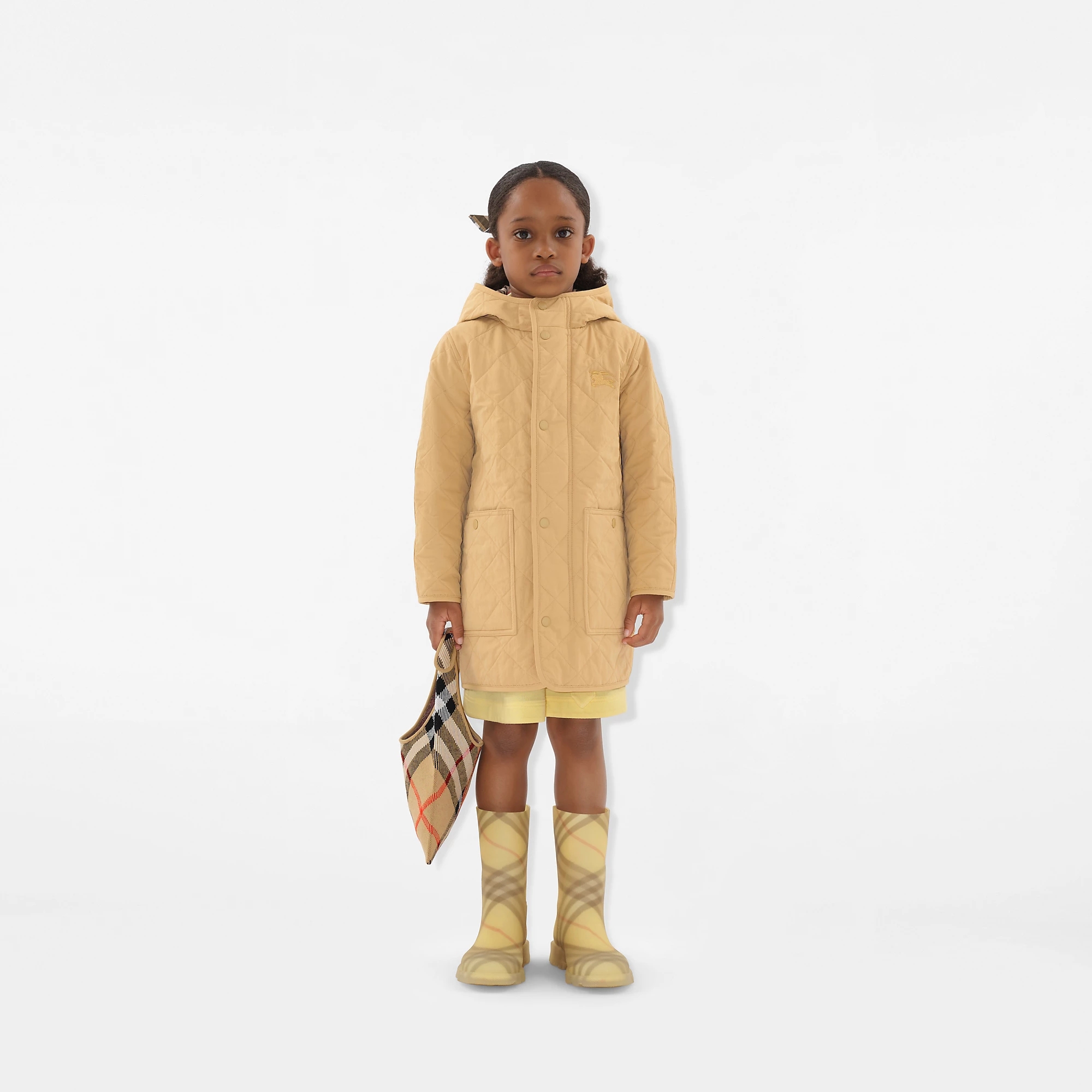 Quilted Nylon Hooded Coat