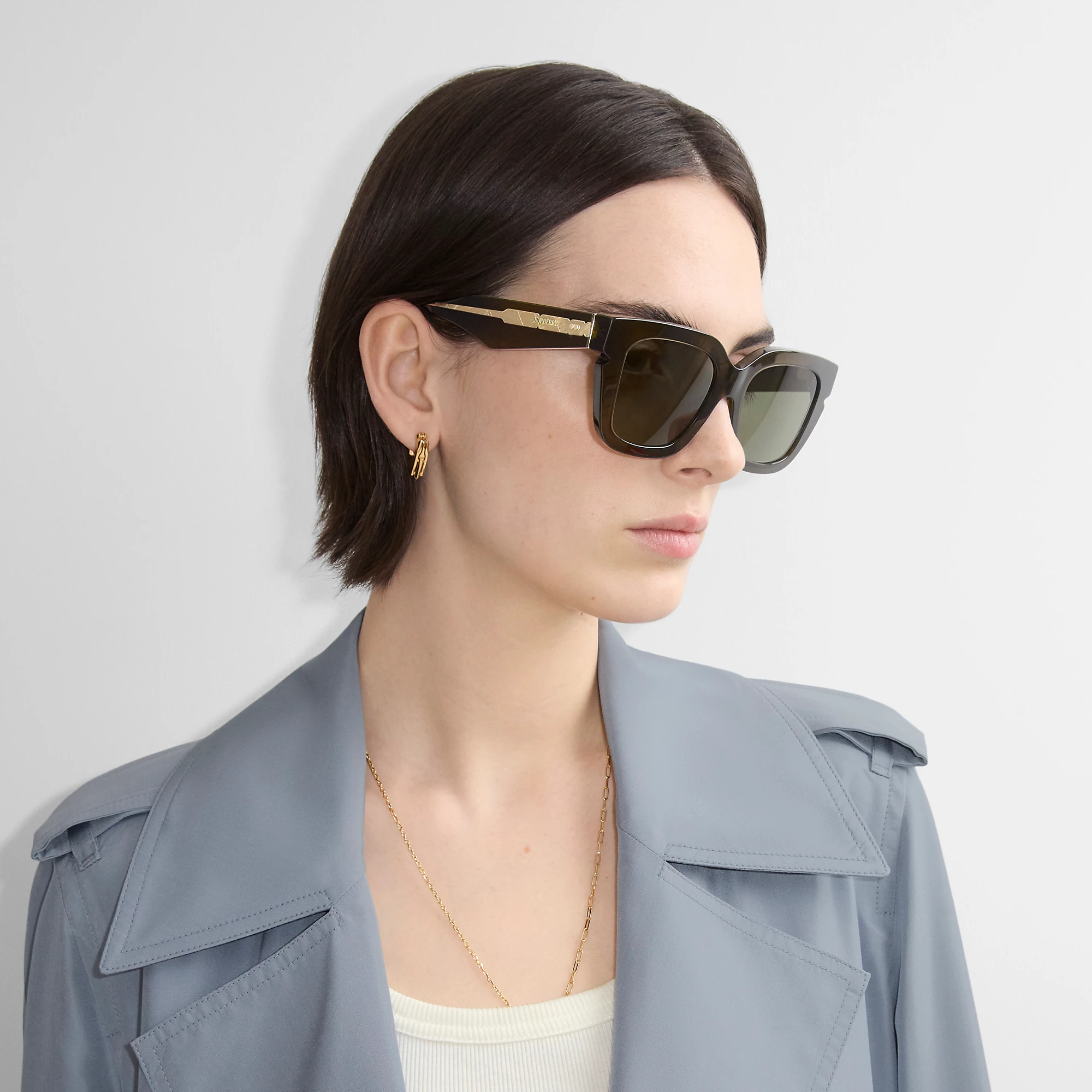 Inlaid Check Square Sunglasses