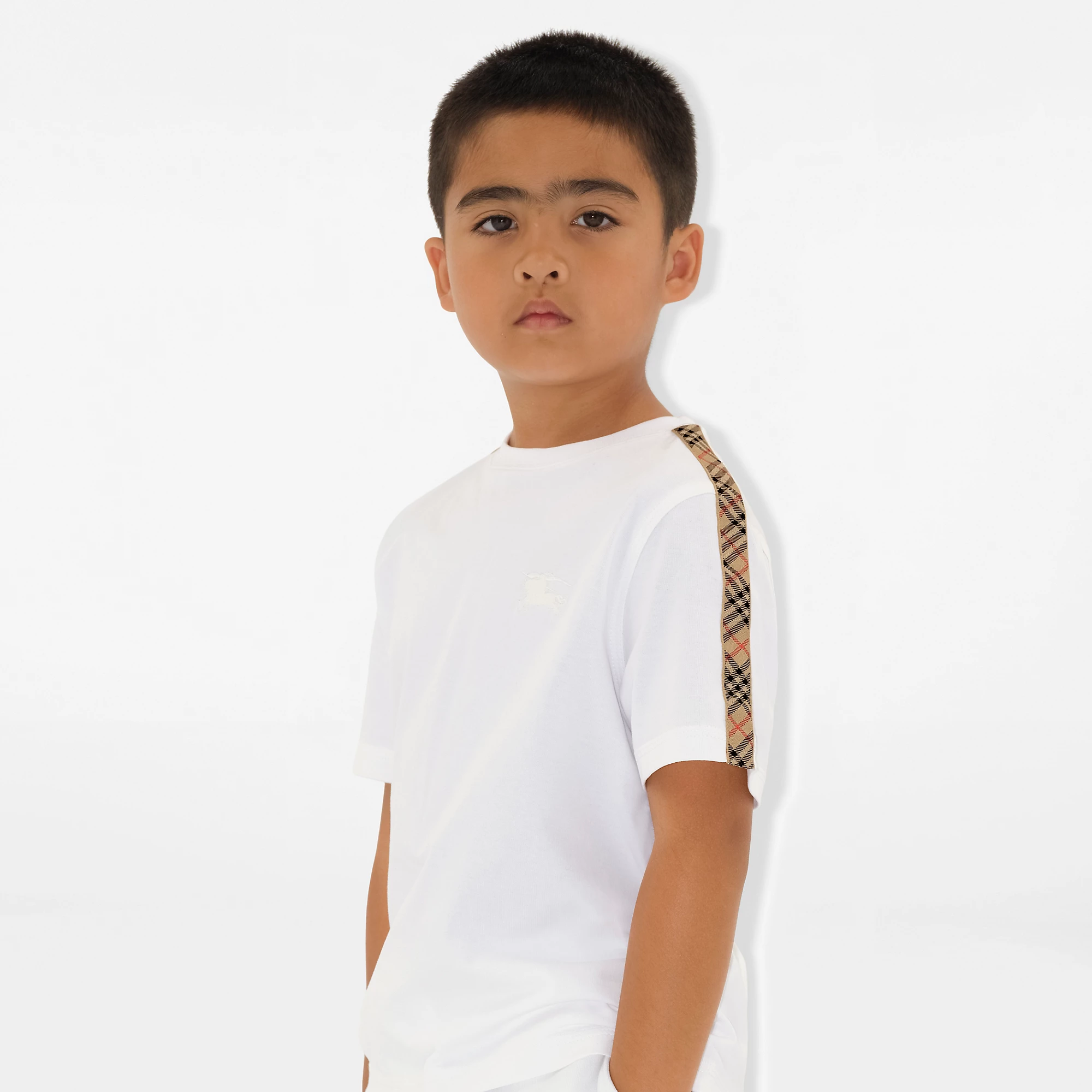 Check Trim Cotton T-shirt