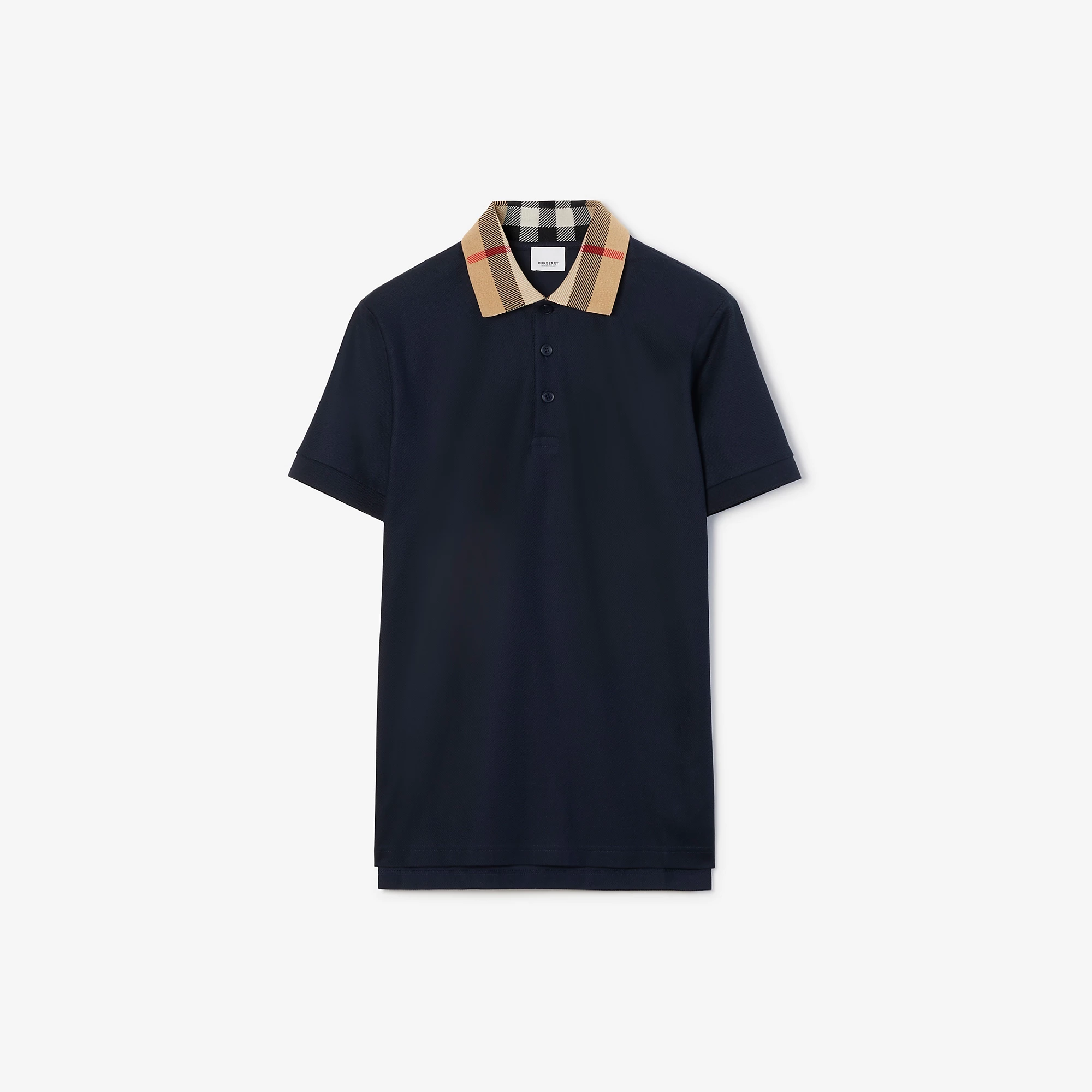 Check Collar Cotton Polo Shirt