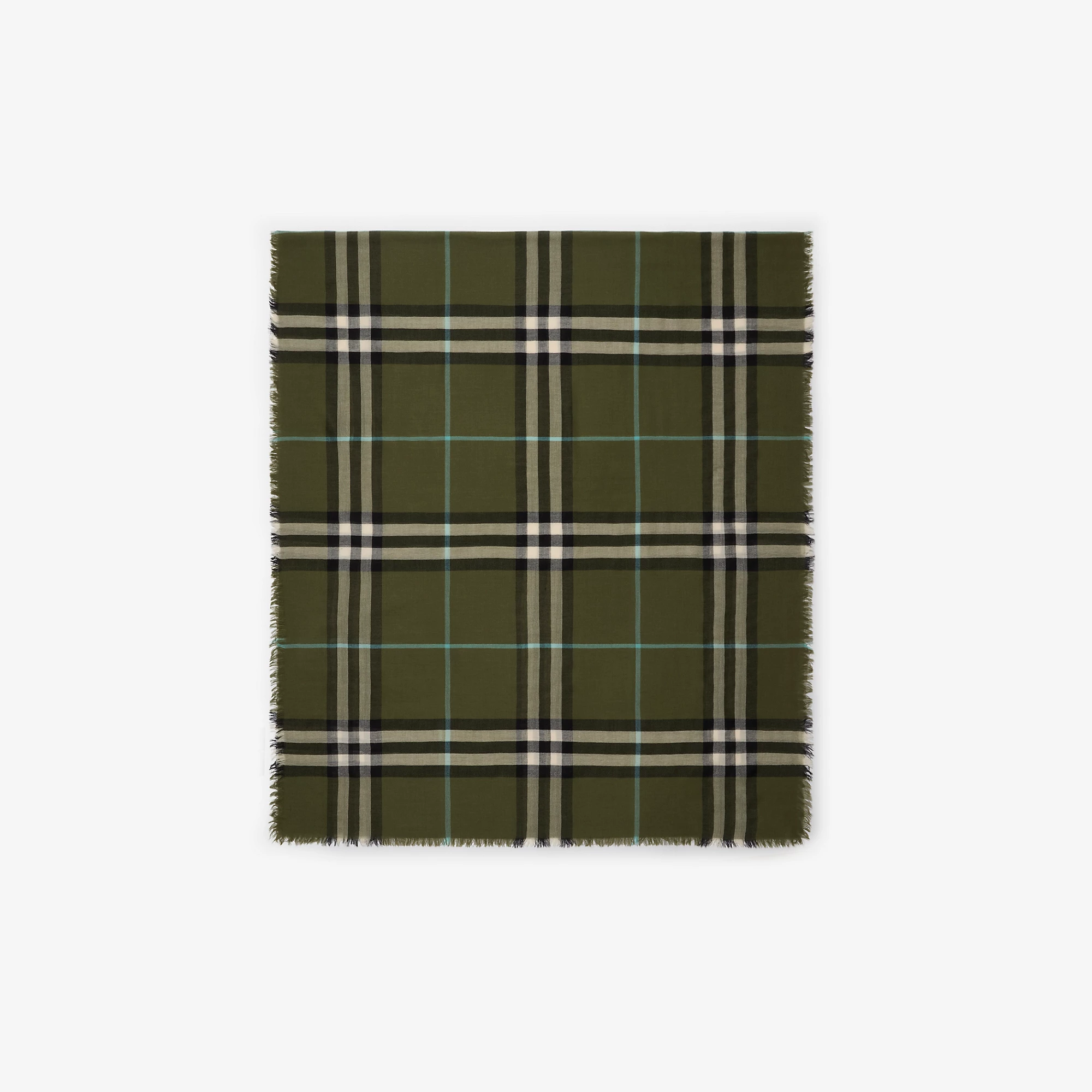 Wide Check Wool Scarf