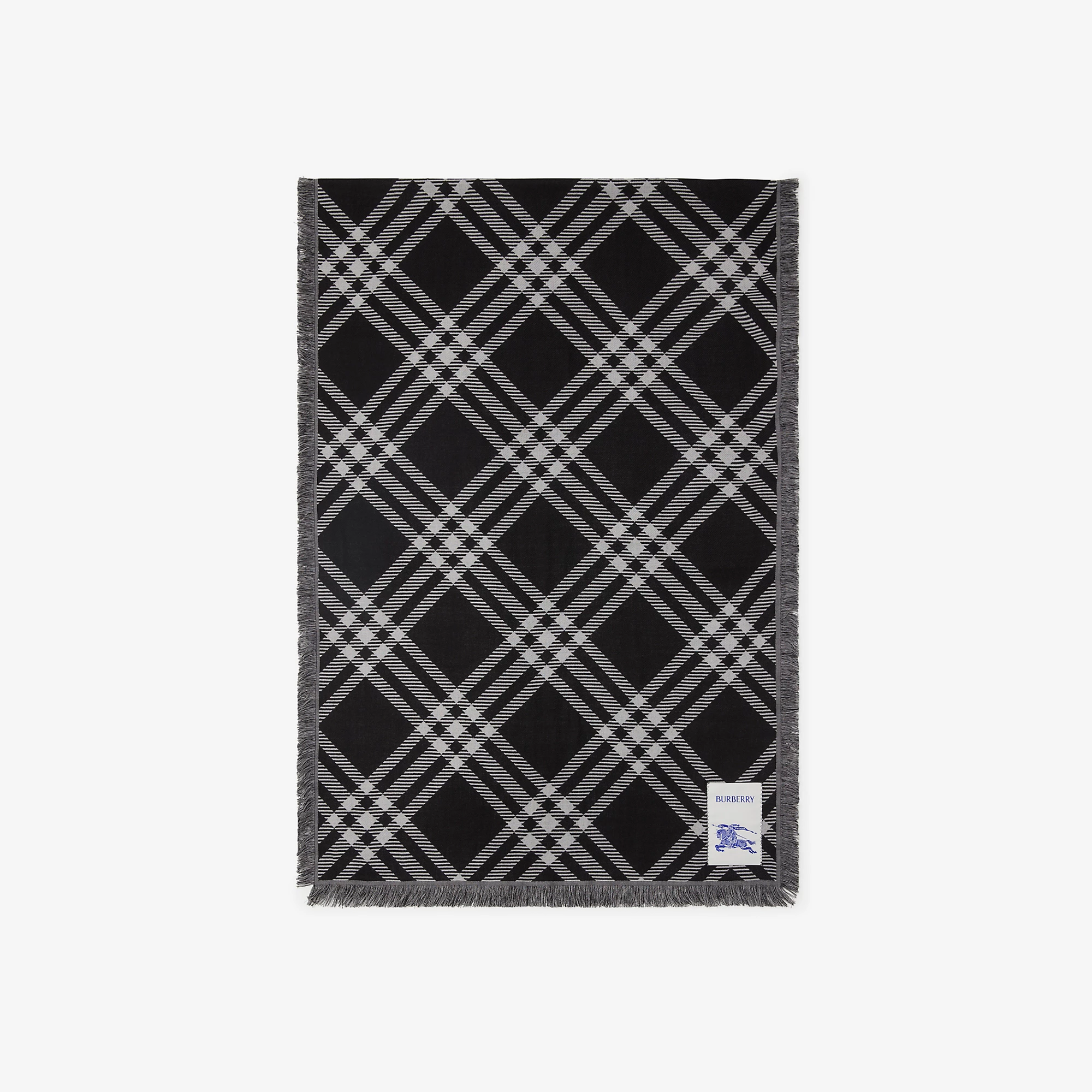 Wide Check Wool Silk Scarf