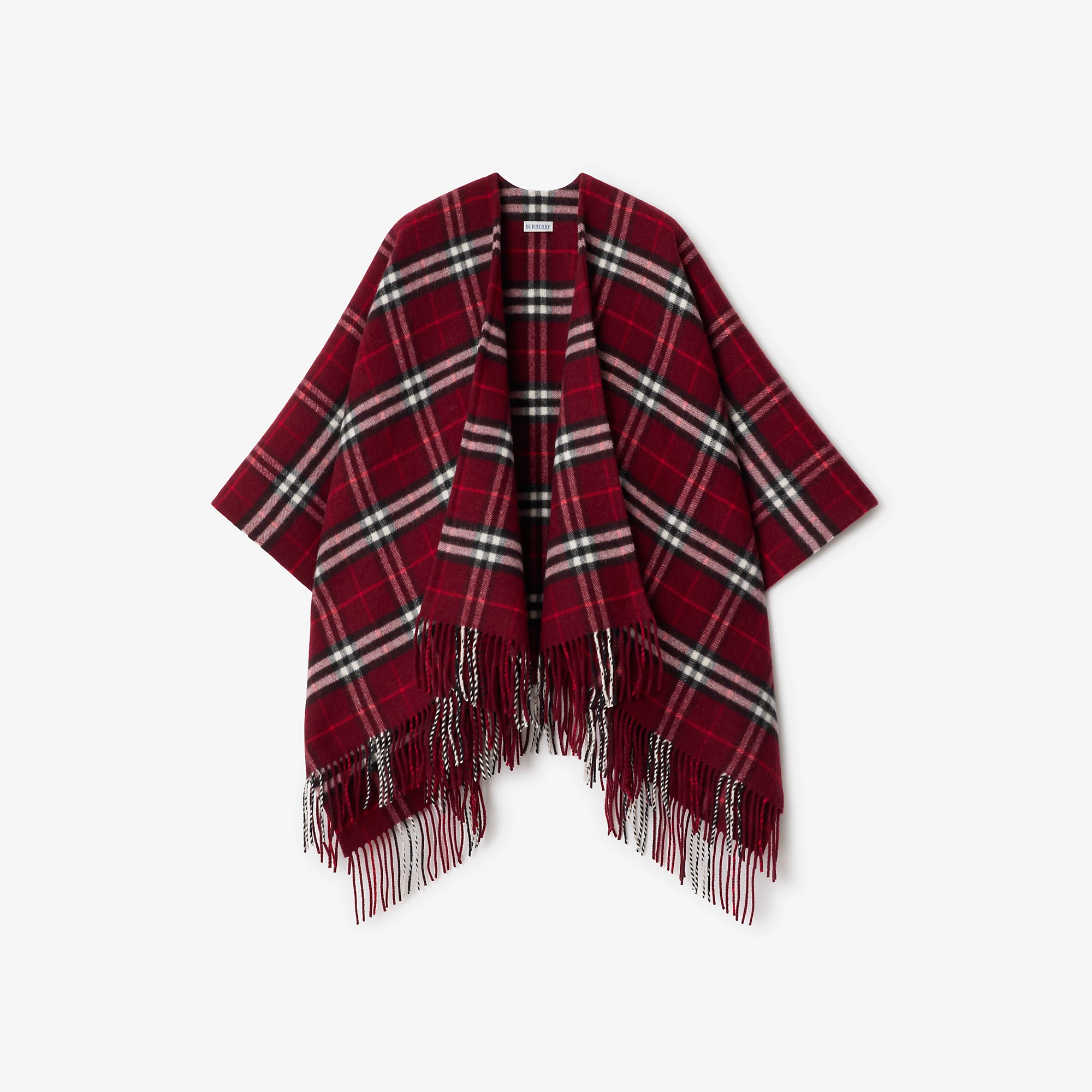 Check Wool Cashmere Cape