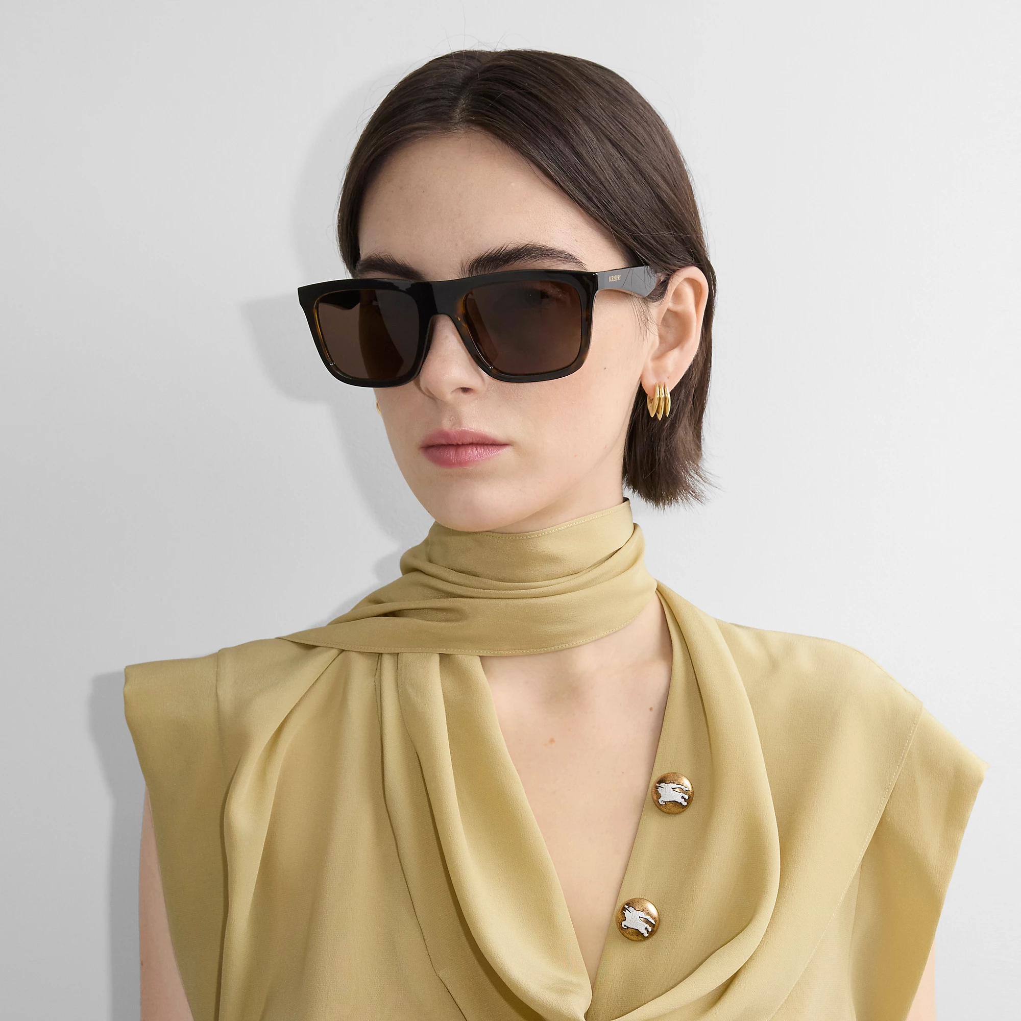 Embossed Check Square Sunglasses
