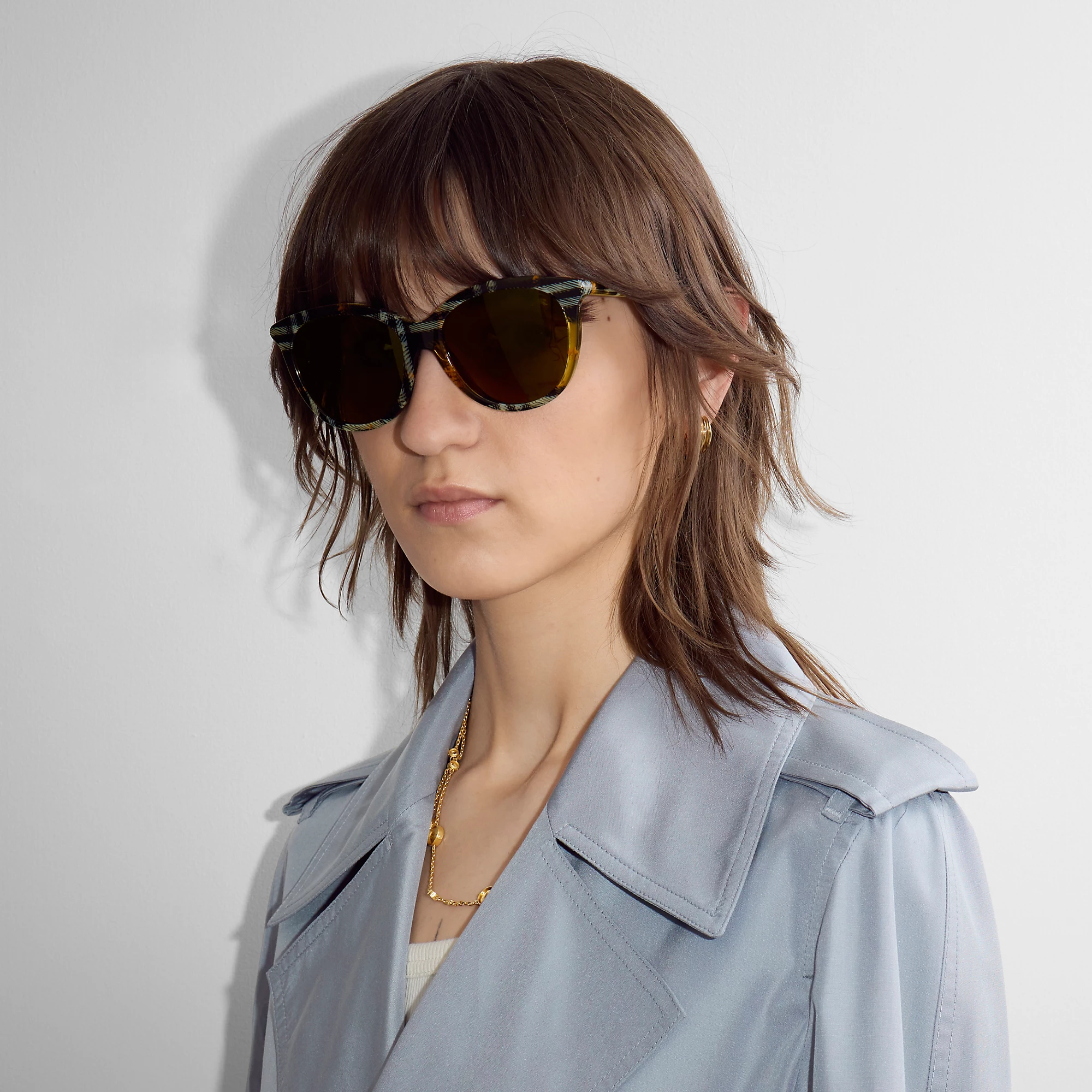 Tubular Check Round Sunglasses