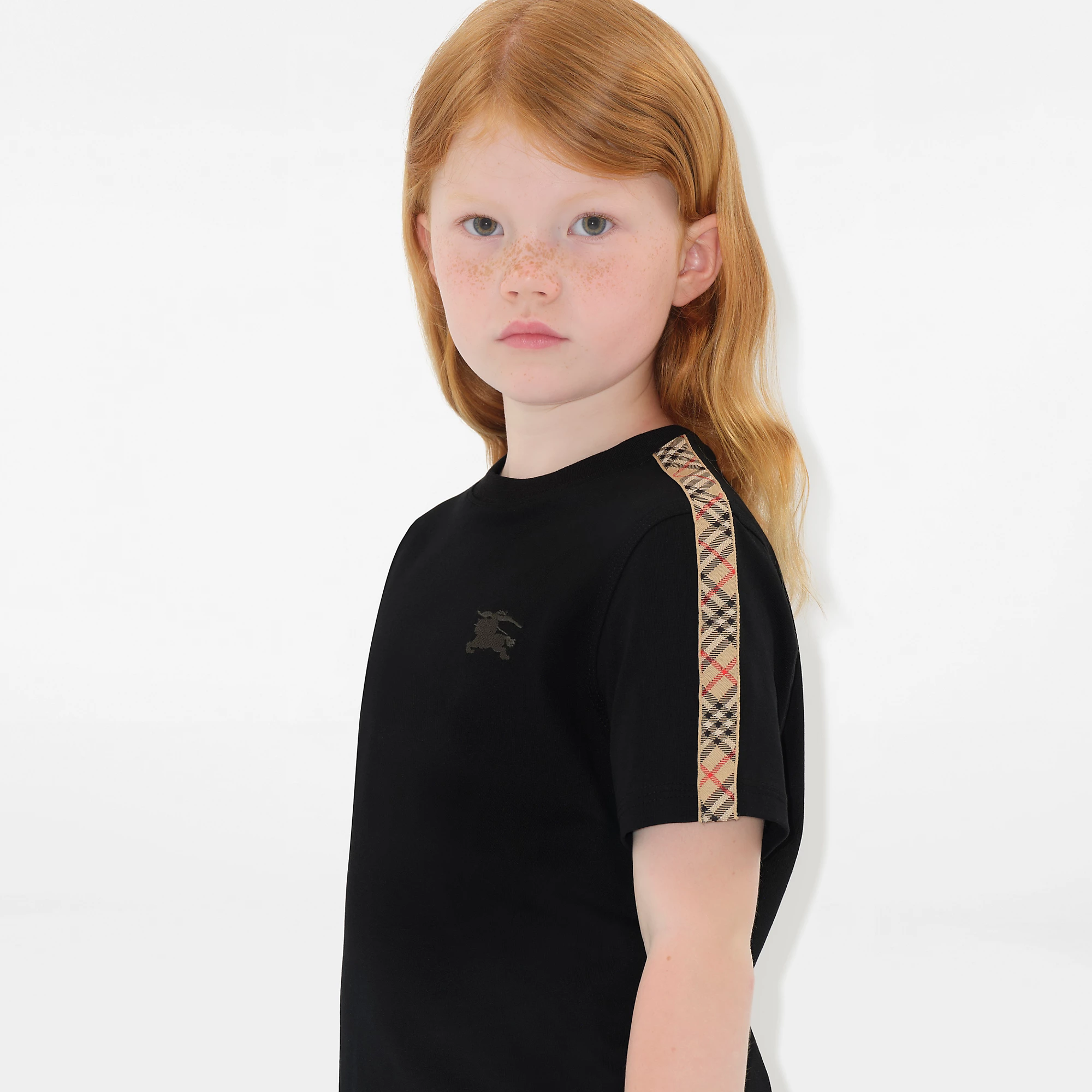 Check Trim Cotton T-shirt