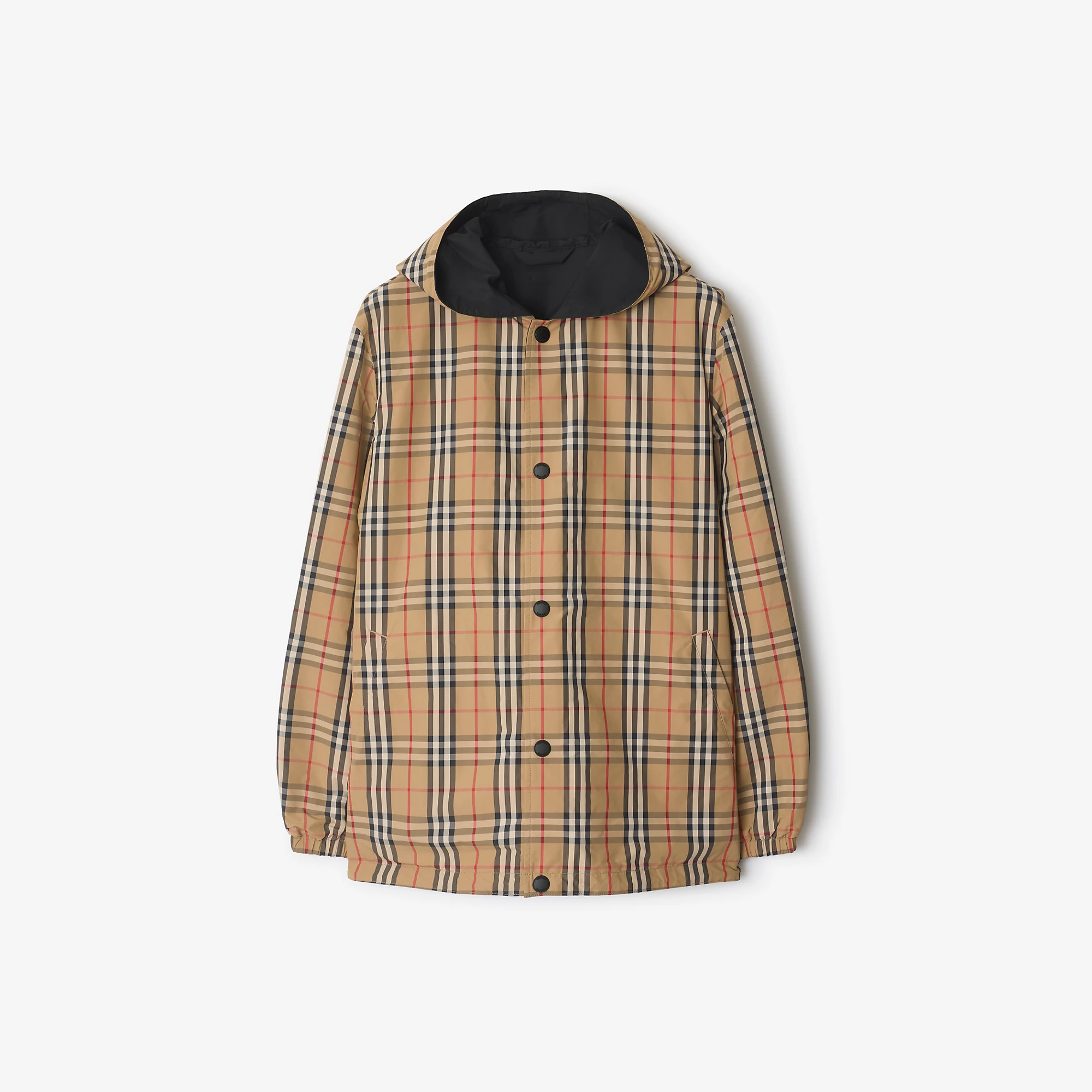Reversible Check Nylon Hooded Jacket