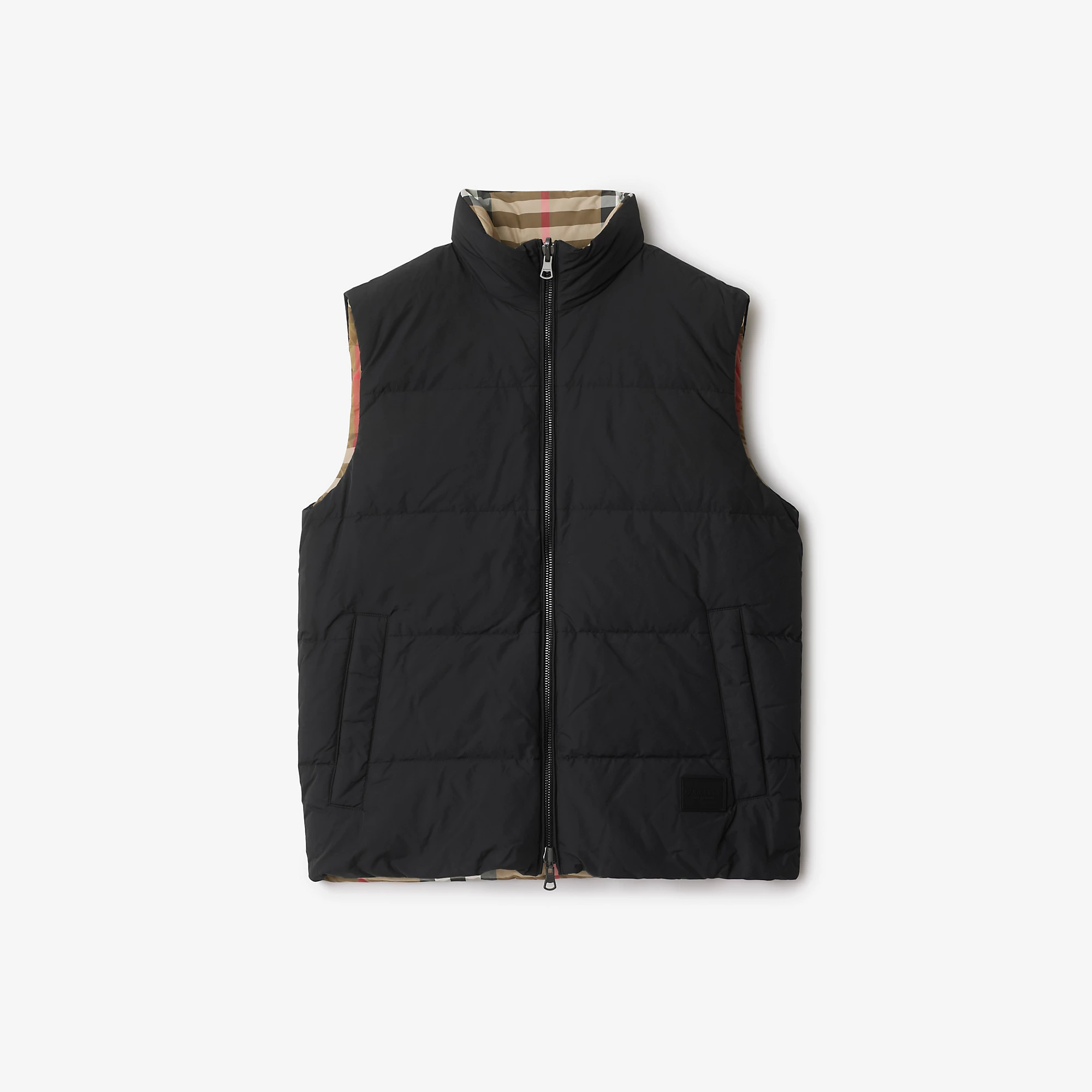 Reversible Check Nylon Puffer Gilet