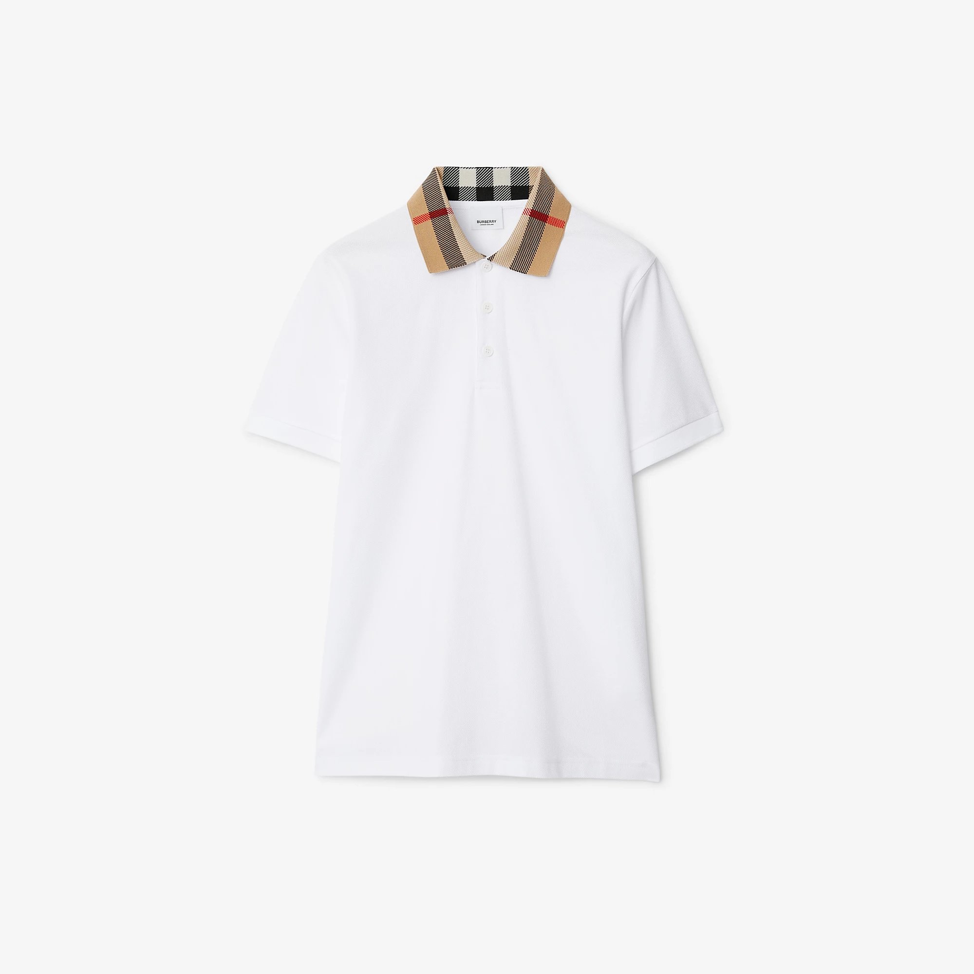 Check Collar Cotton Polo Shirt