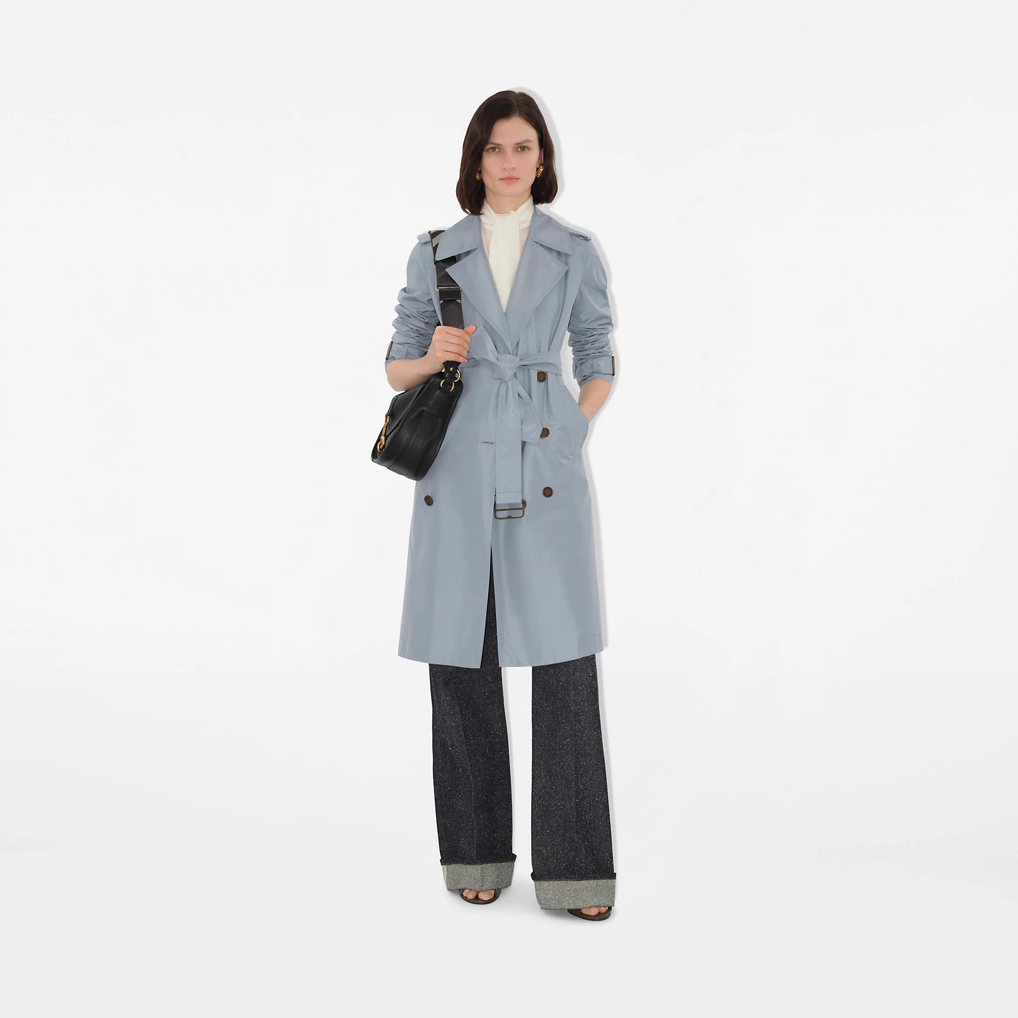 Long Silk Trench Coat