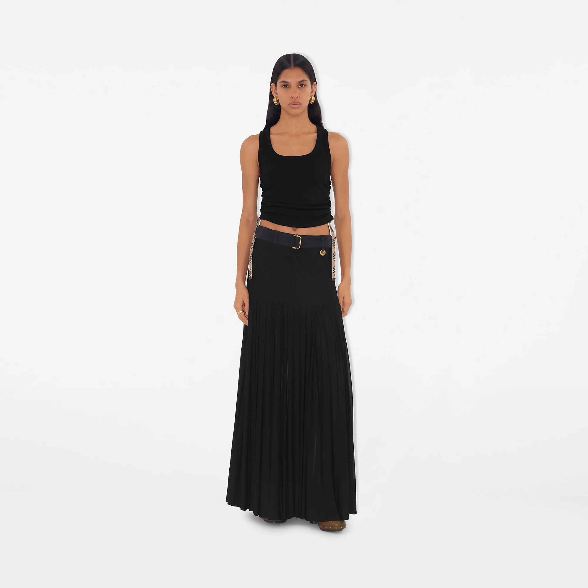 Pleated Crepe Jersey Maxi Skirt