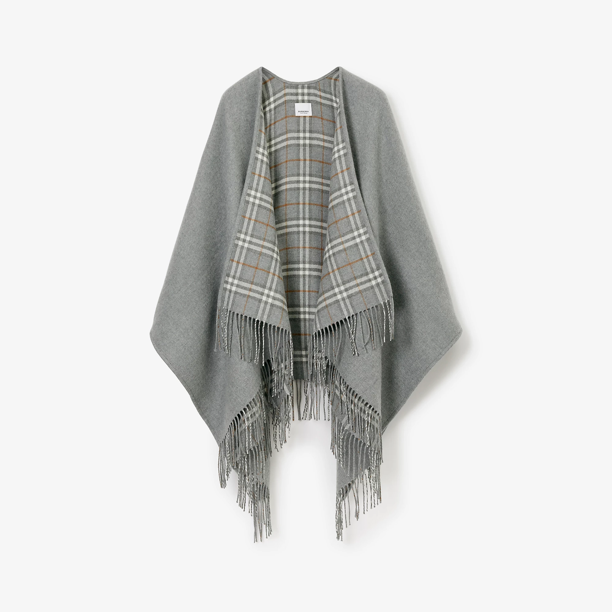 Check Wool Reversible Cape