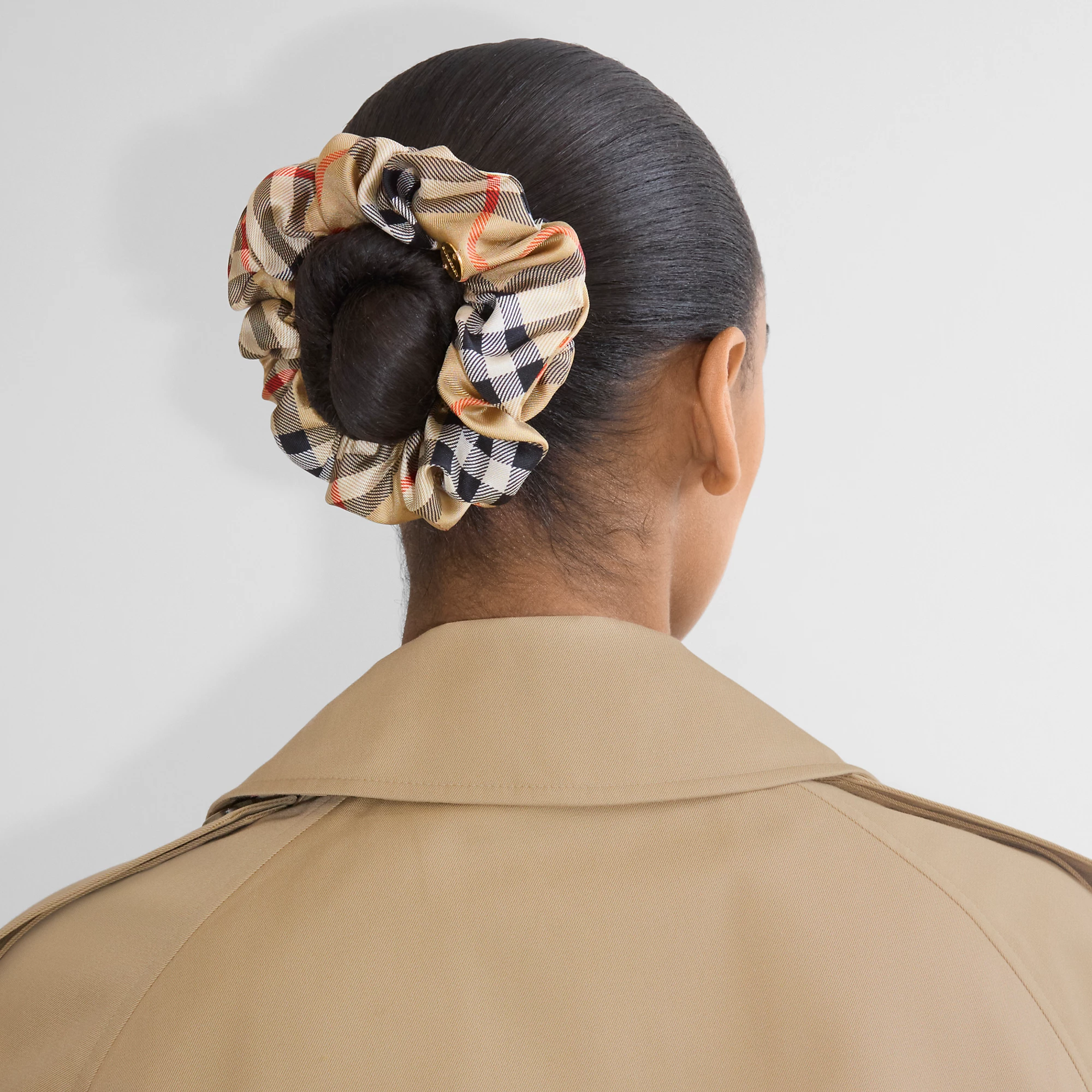 Check Silk Scrunchie