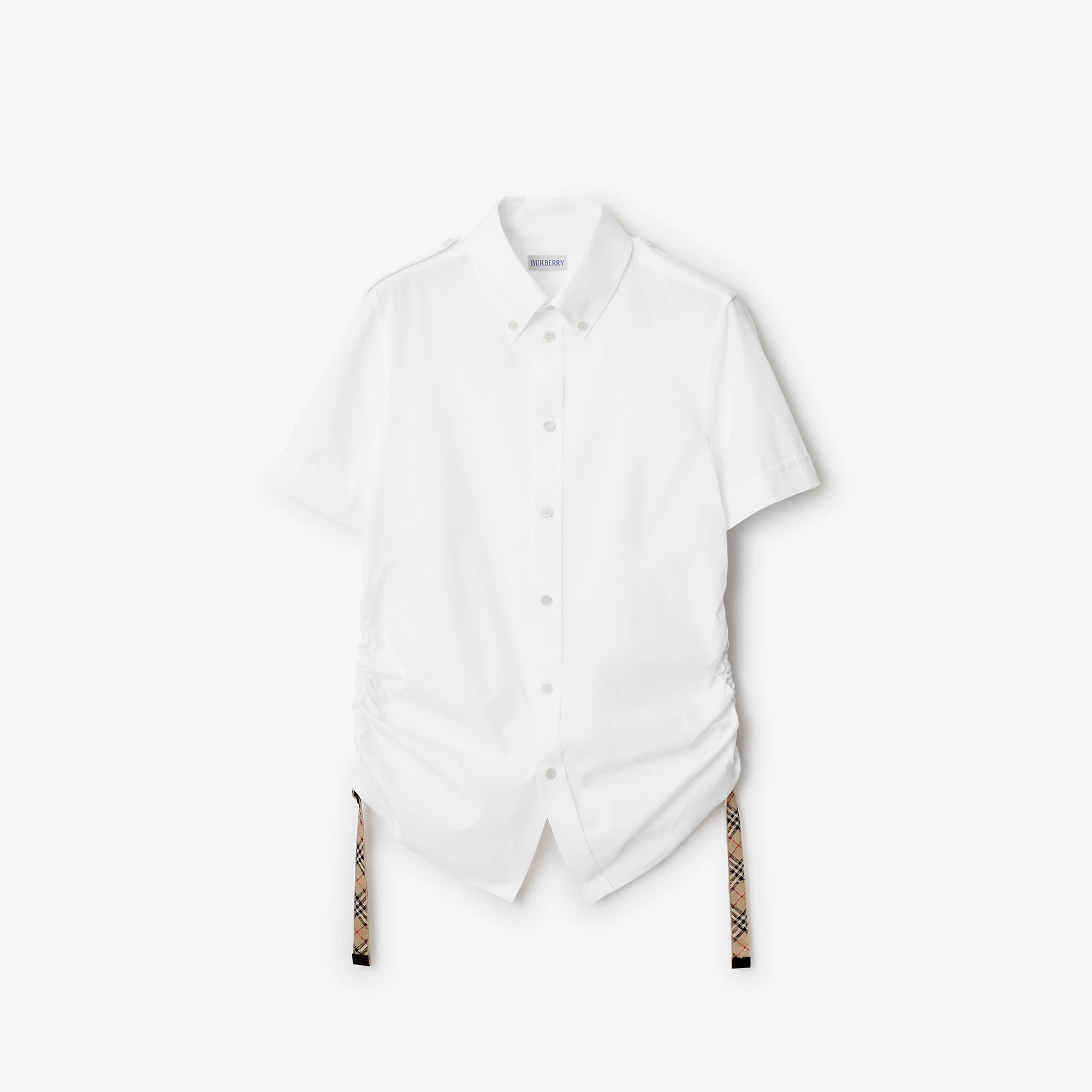 Check Trim Cotton Shirt