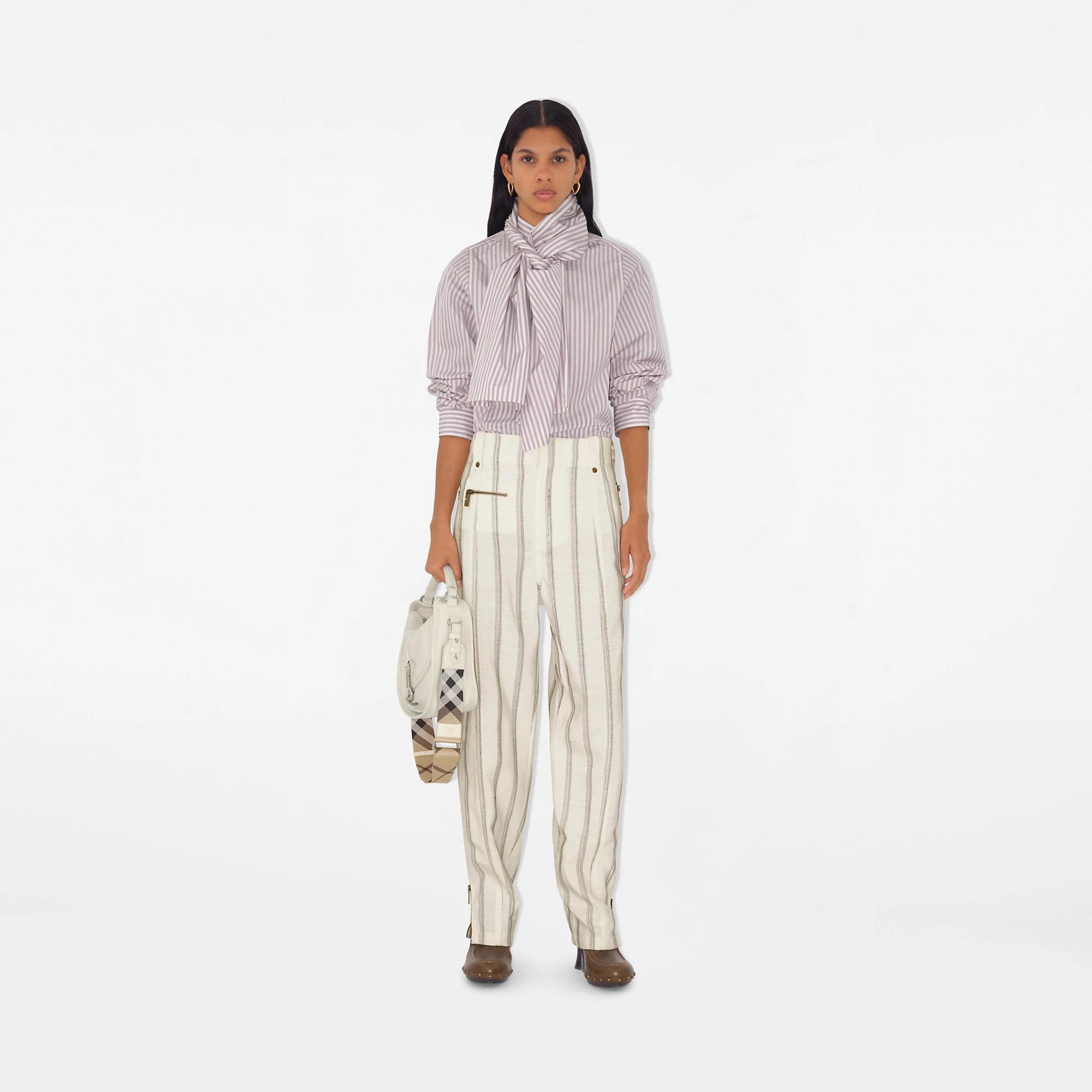 Striped Silk Blend Tailored Trousers