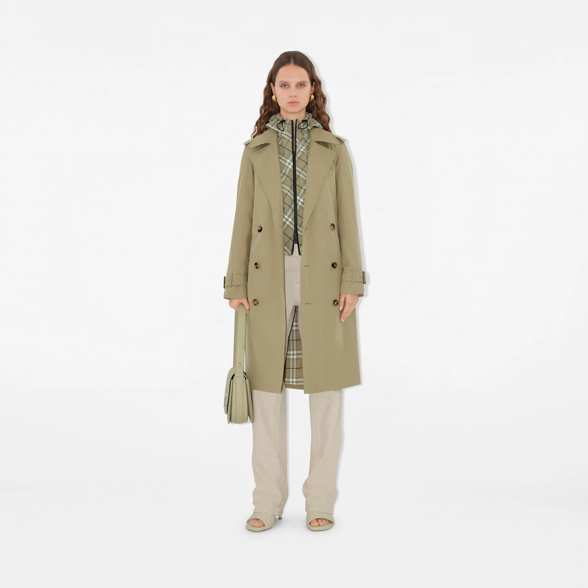 Long Gabardine Trench Coat