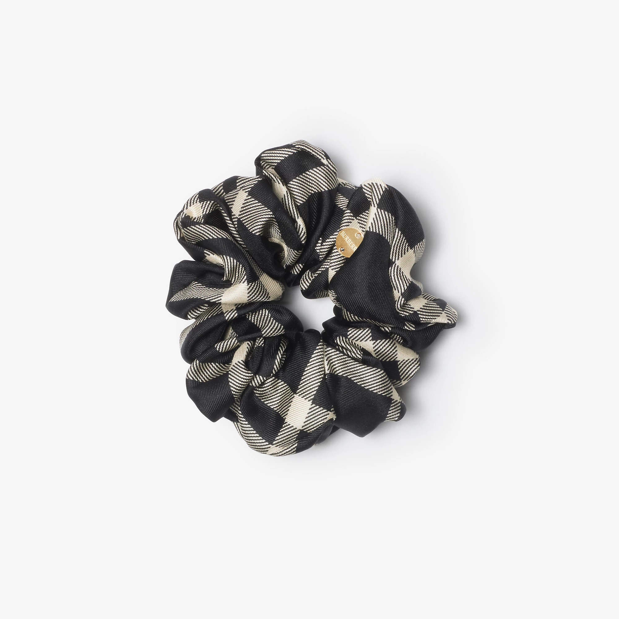 Check Silk Scrunchie