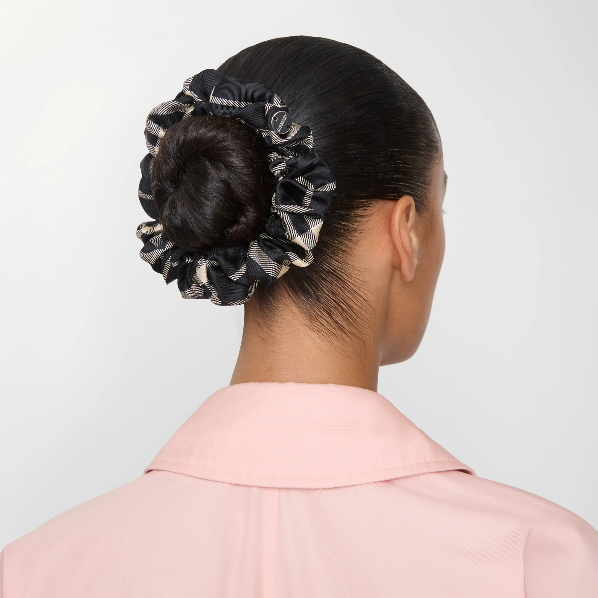 Check Silk Scrunchie