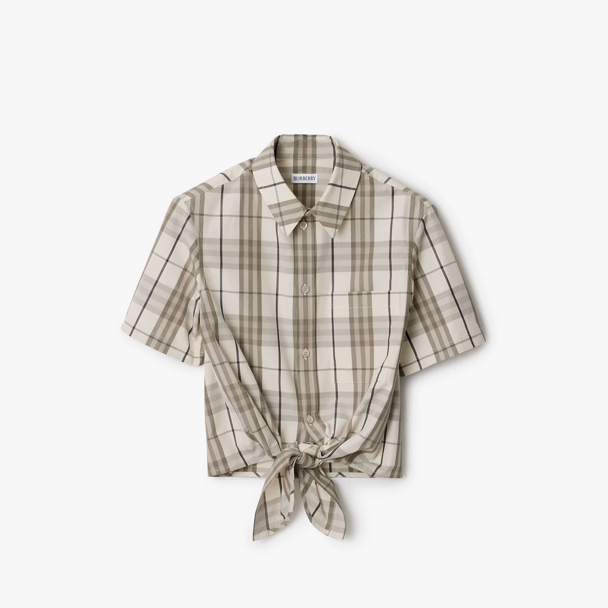 Cropped Check Cotton Shirt