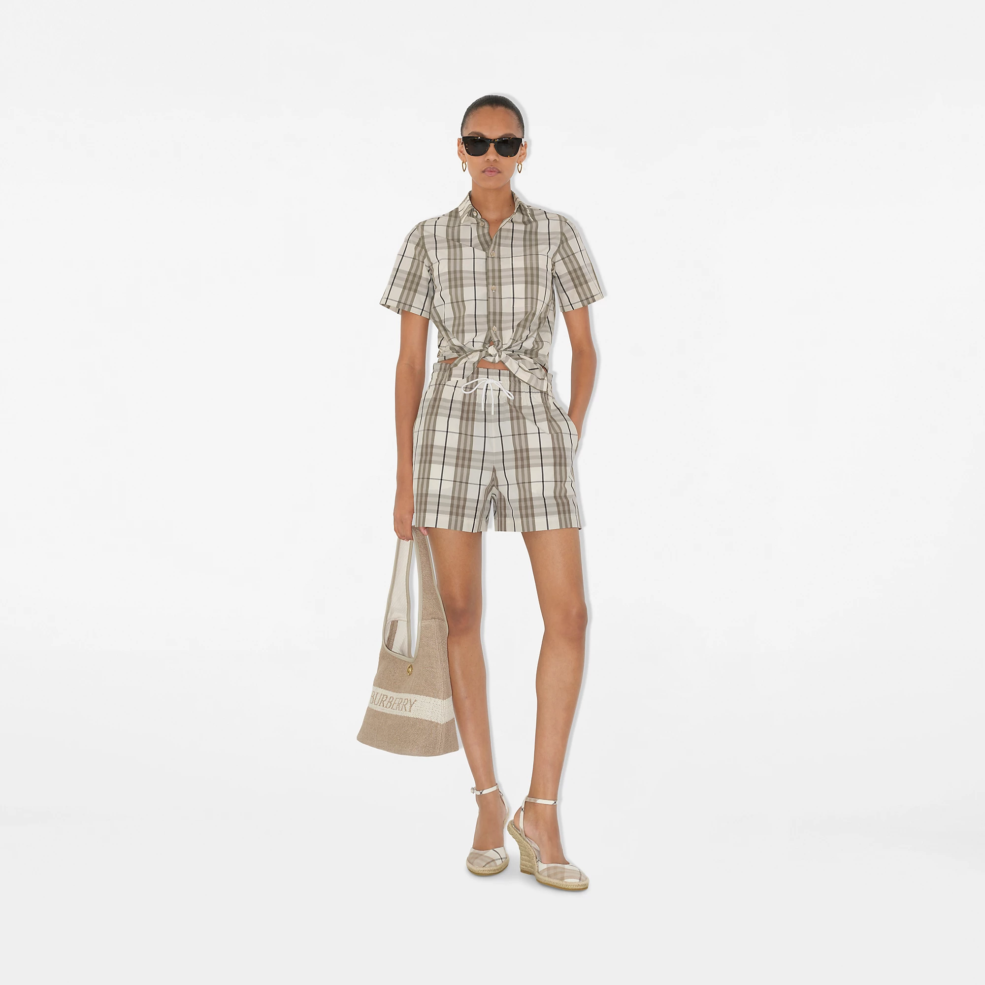 Cropped Check Cotton Shirt