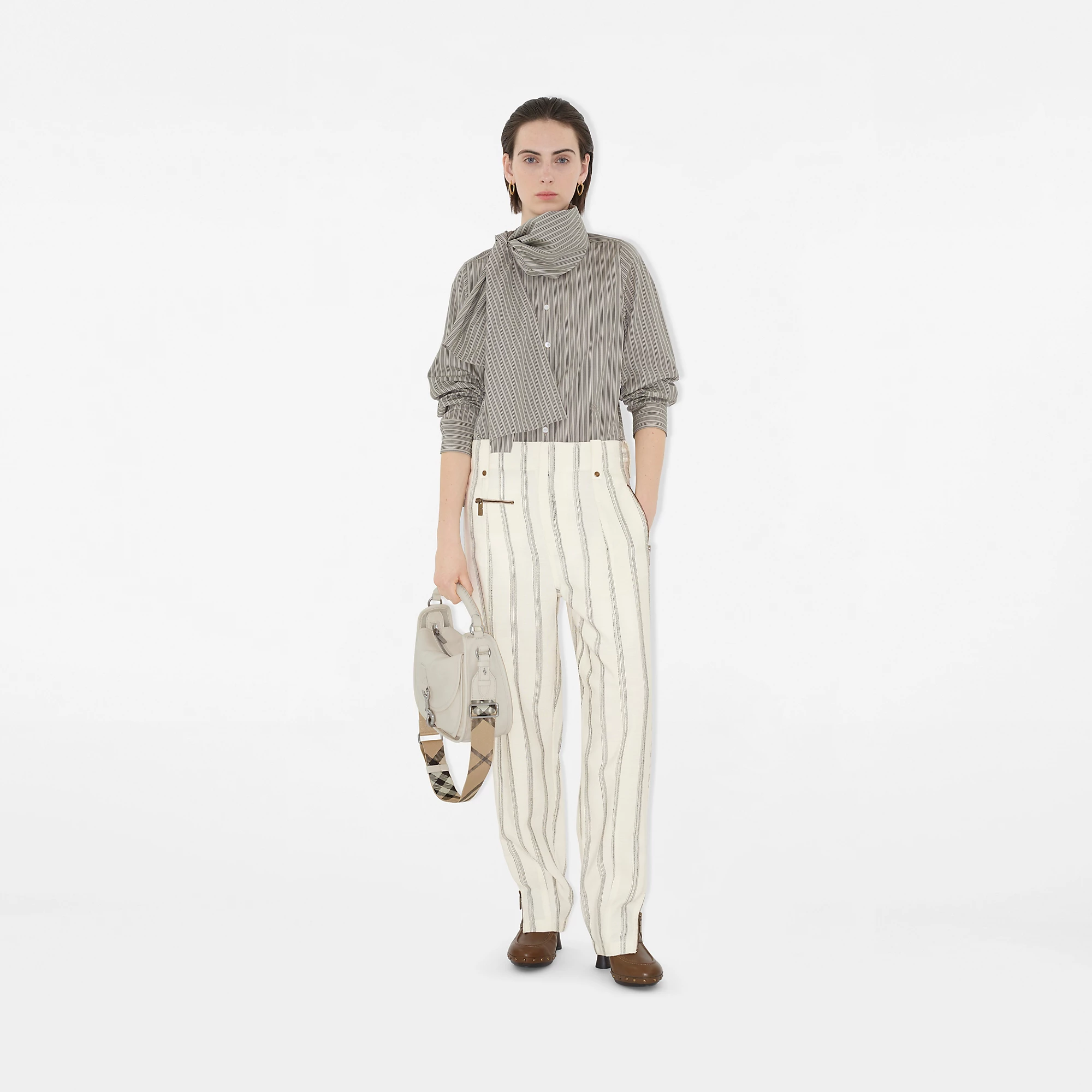 Striped Cotton Scarf Shirt