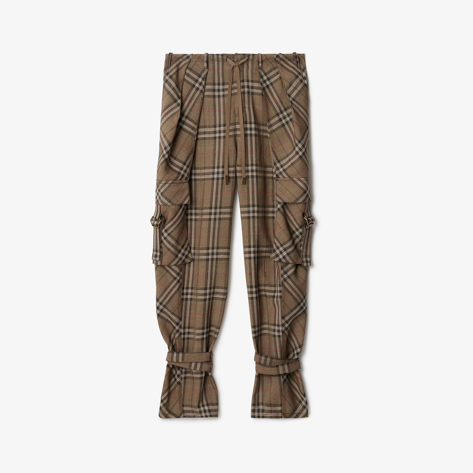 Check Silk Blend Cargo Trousers