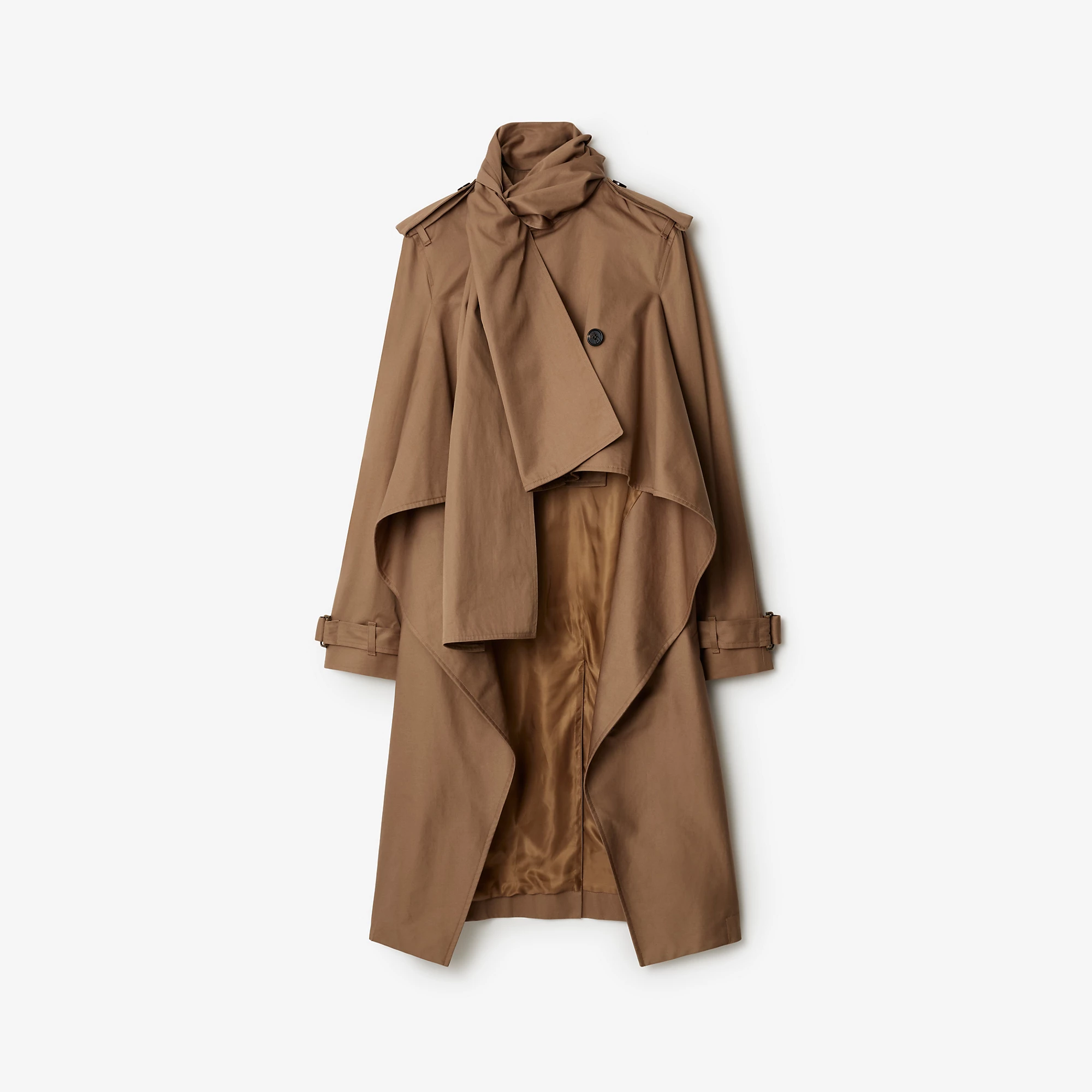 Long Gabardine Scarf Trench Coat