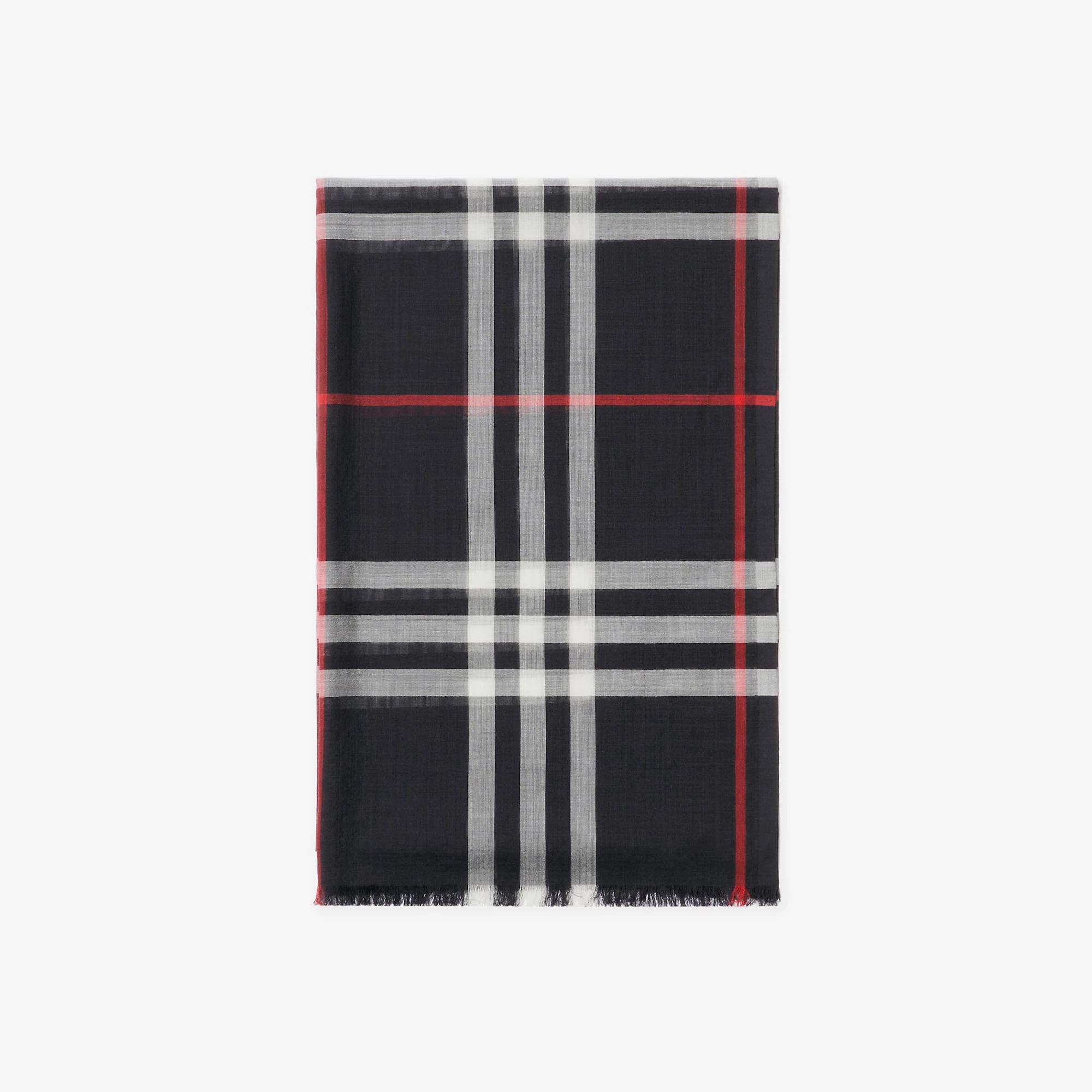 Check Wool Silk Scarf