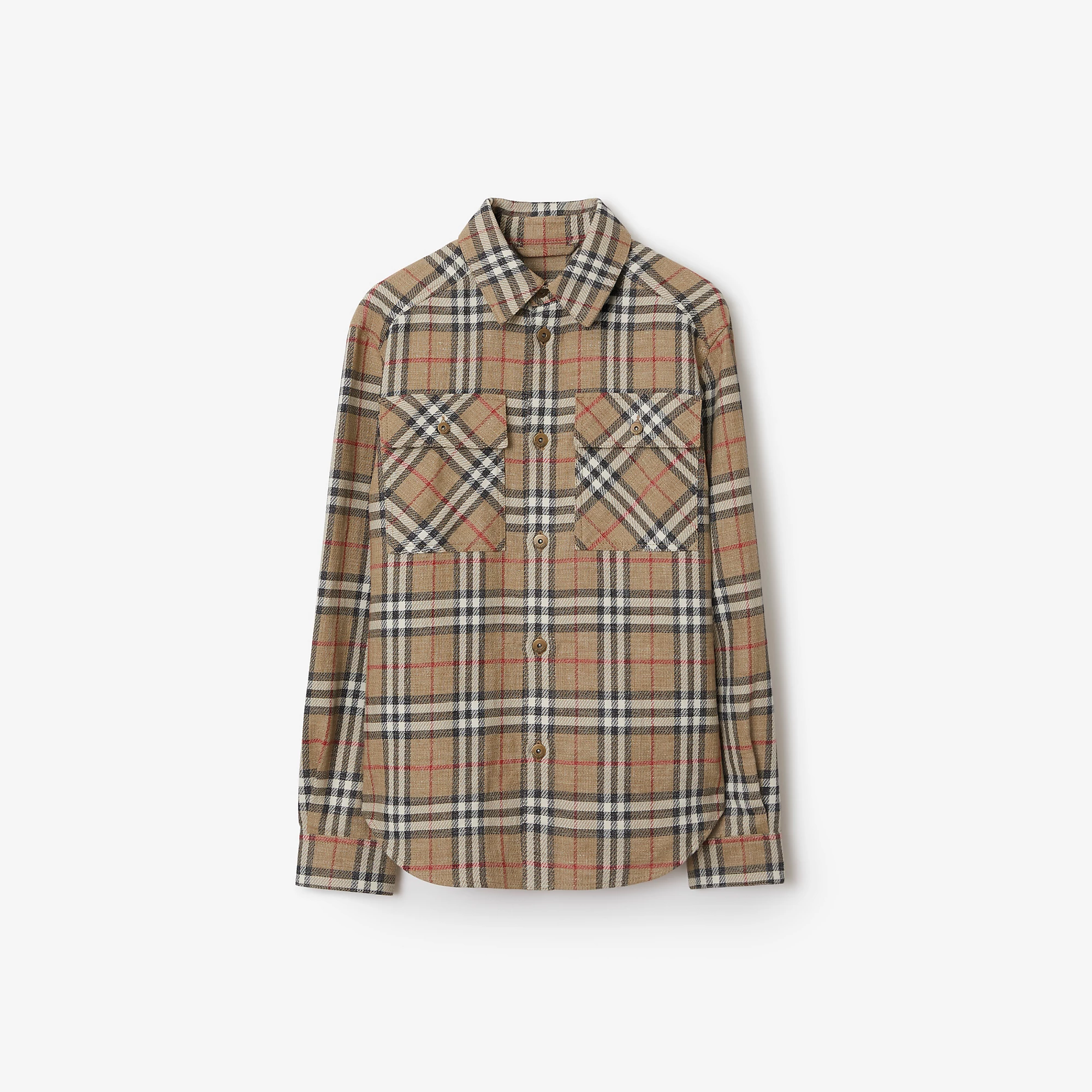 Oversized Fit Check Cotton Linen Shirt