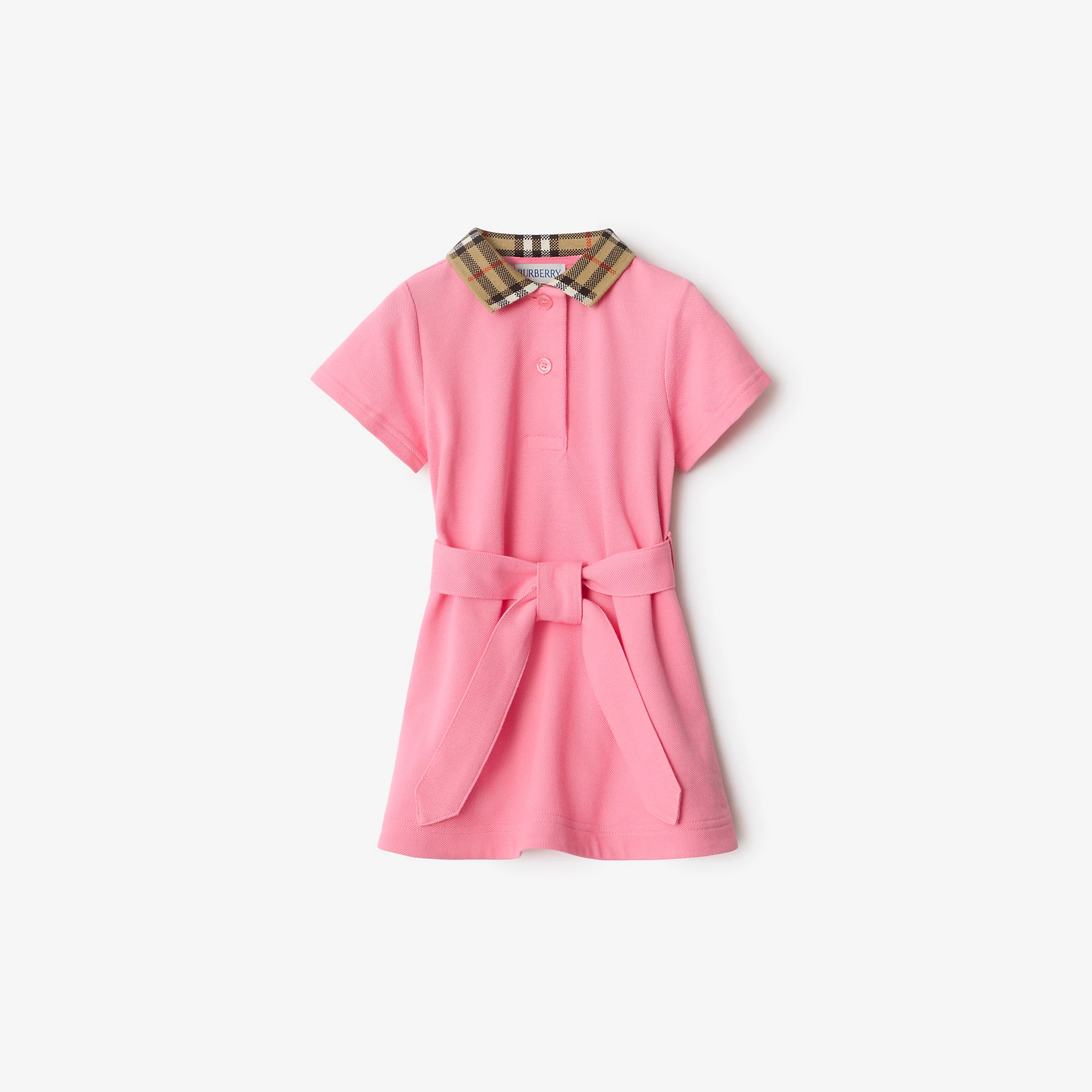 Check Collar Cotton Polo Shirt Dress