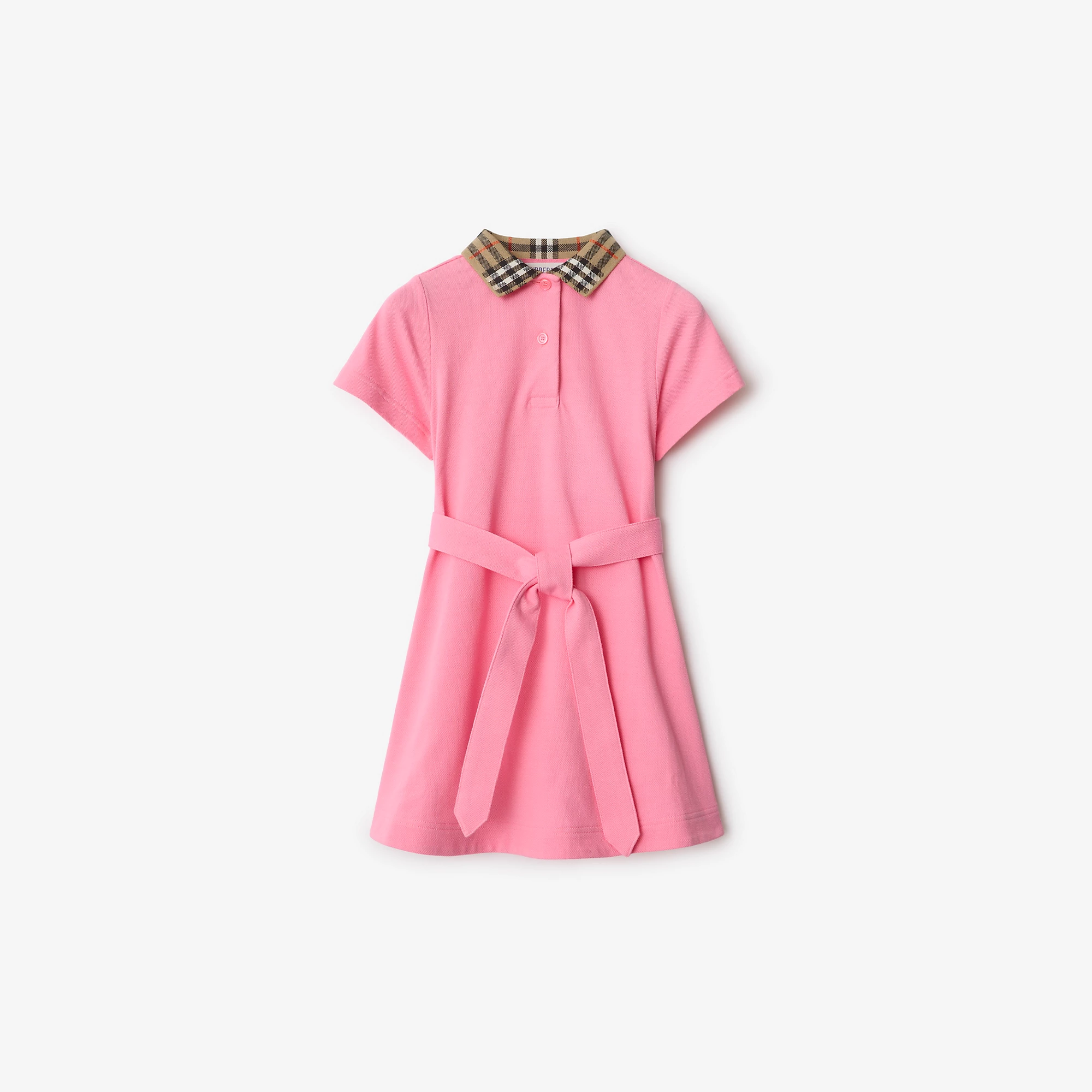 Check Collar Cotton Polo Shirt Dress
